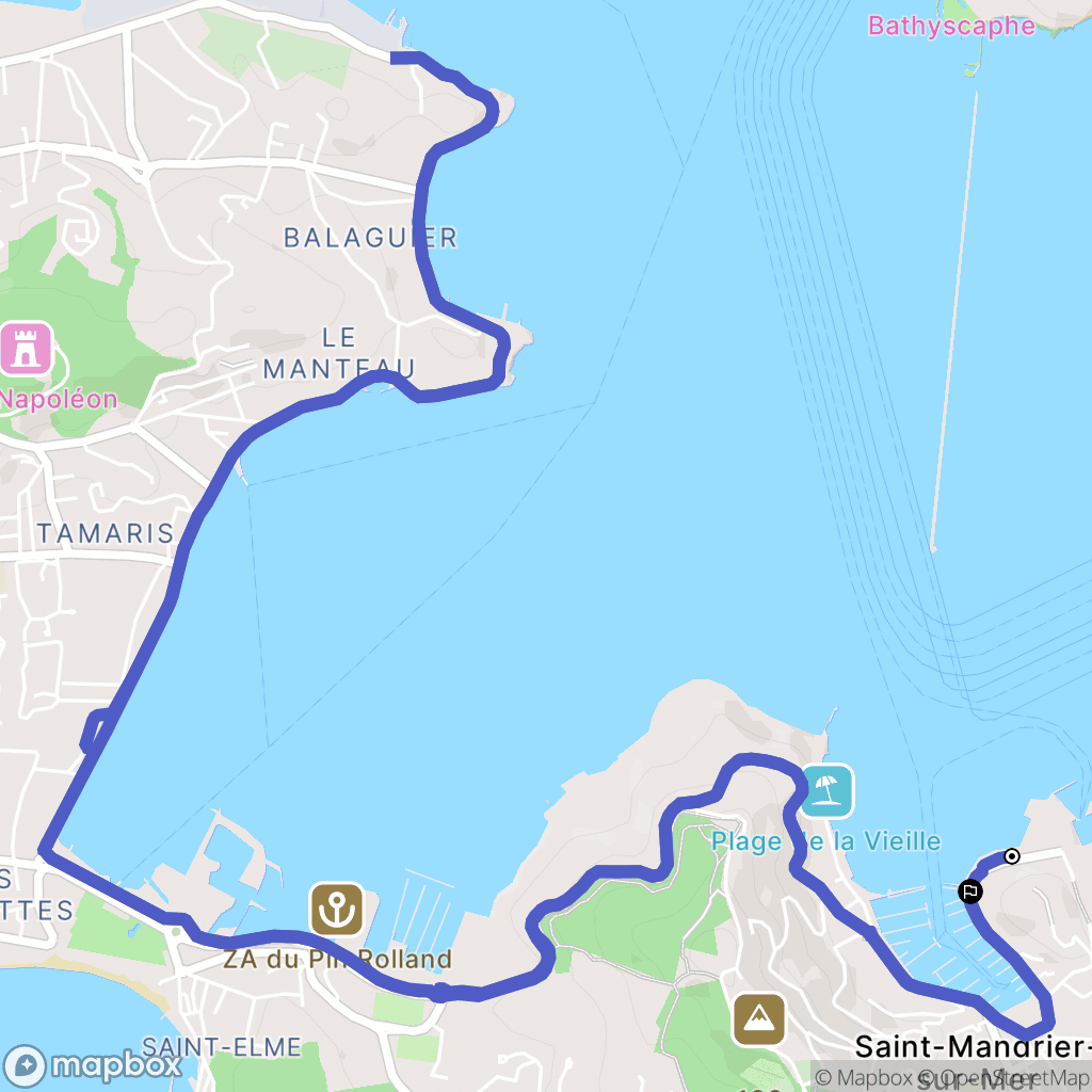 Saint-Mandrier-sur-Mer : carte du parcours de randonnée - France