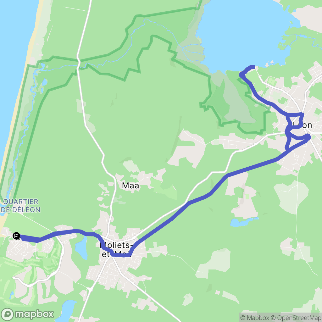 Moliets-et-Maa : carte du parcours de randonnée - France