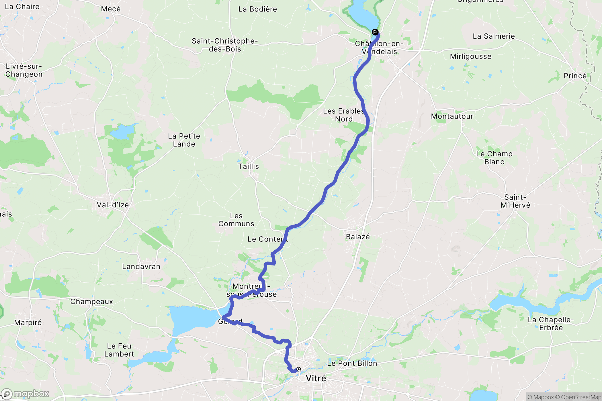 Vitré : carte du parcours de randonnée - France