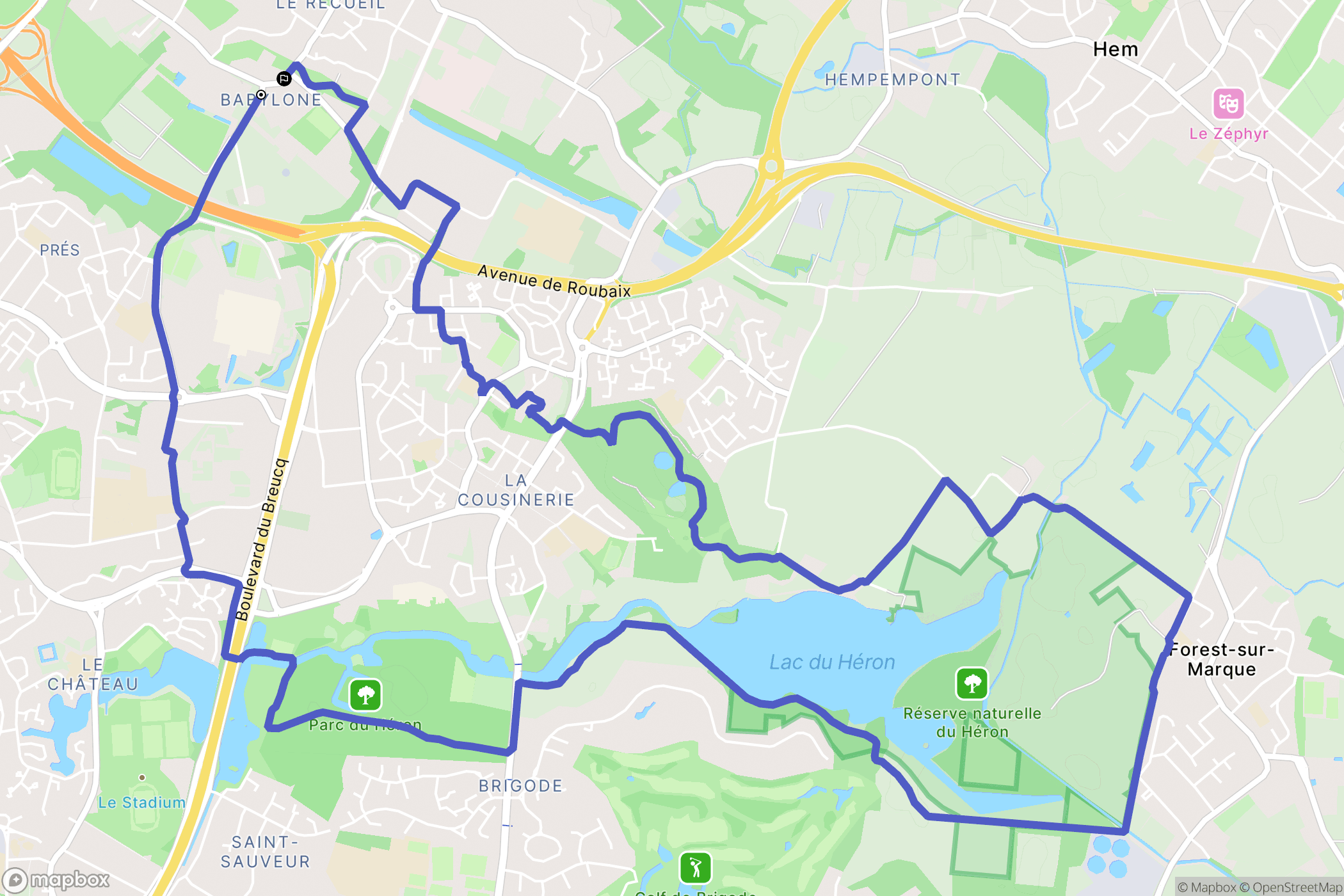 Villeneuve-d'Ascq : carte du parcours de randonnée - France