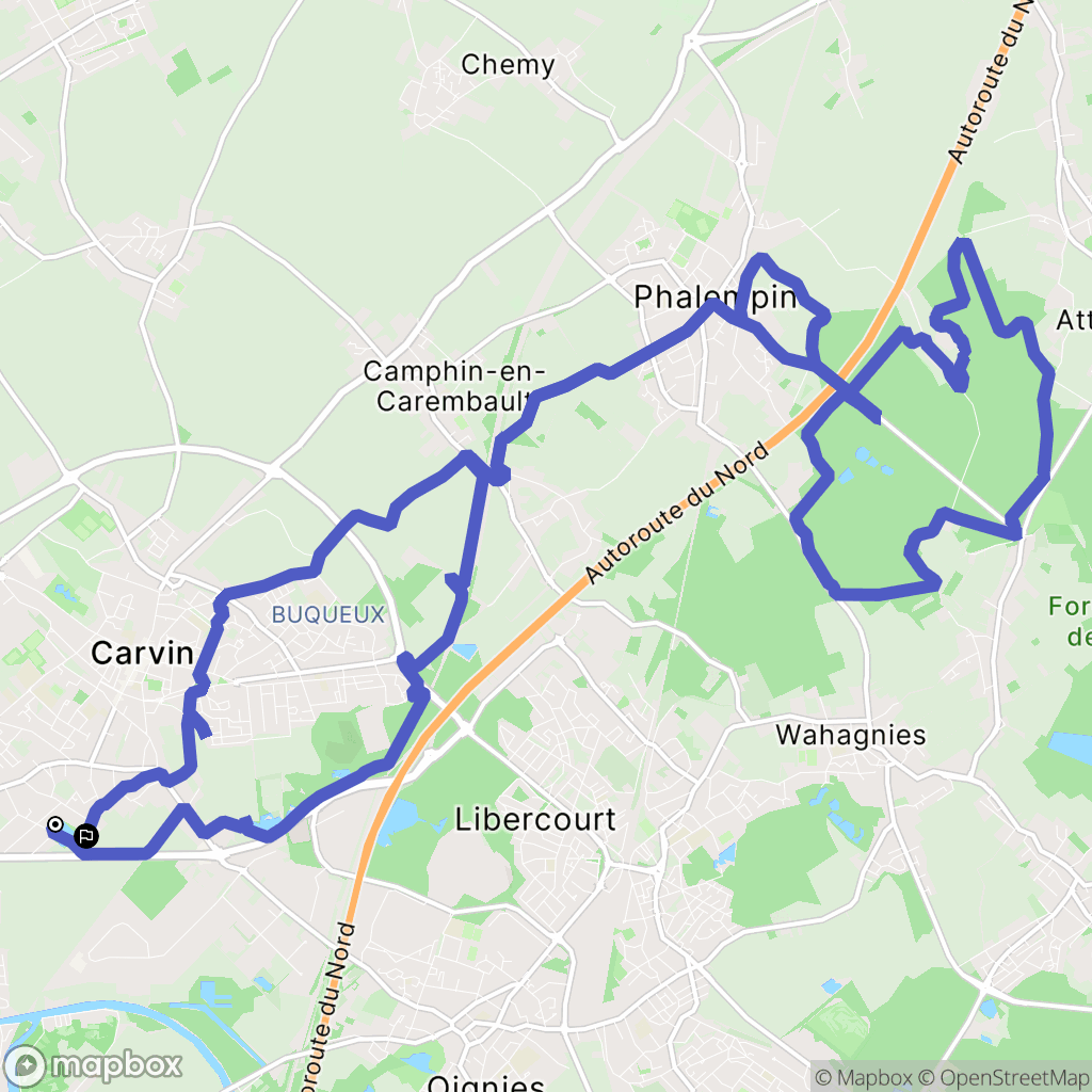 Carvin : carte du parcours de randonnée - France