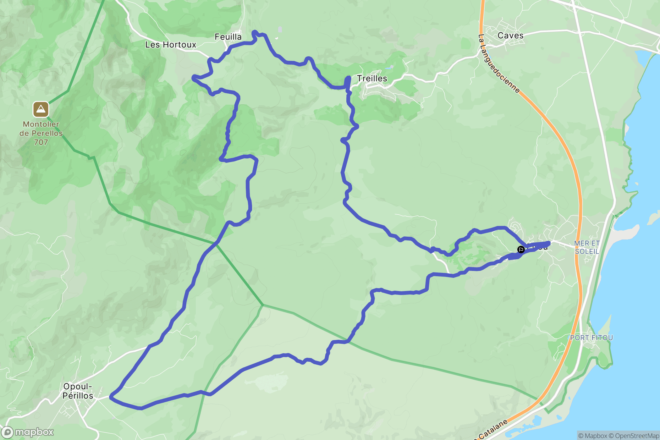 Fitou : carte du parcours de randonnée - France