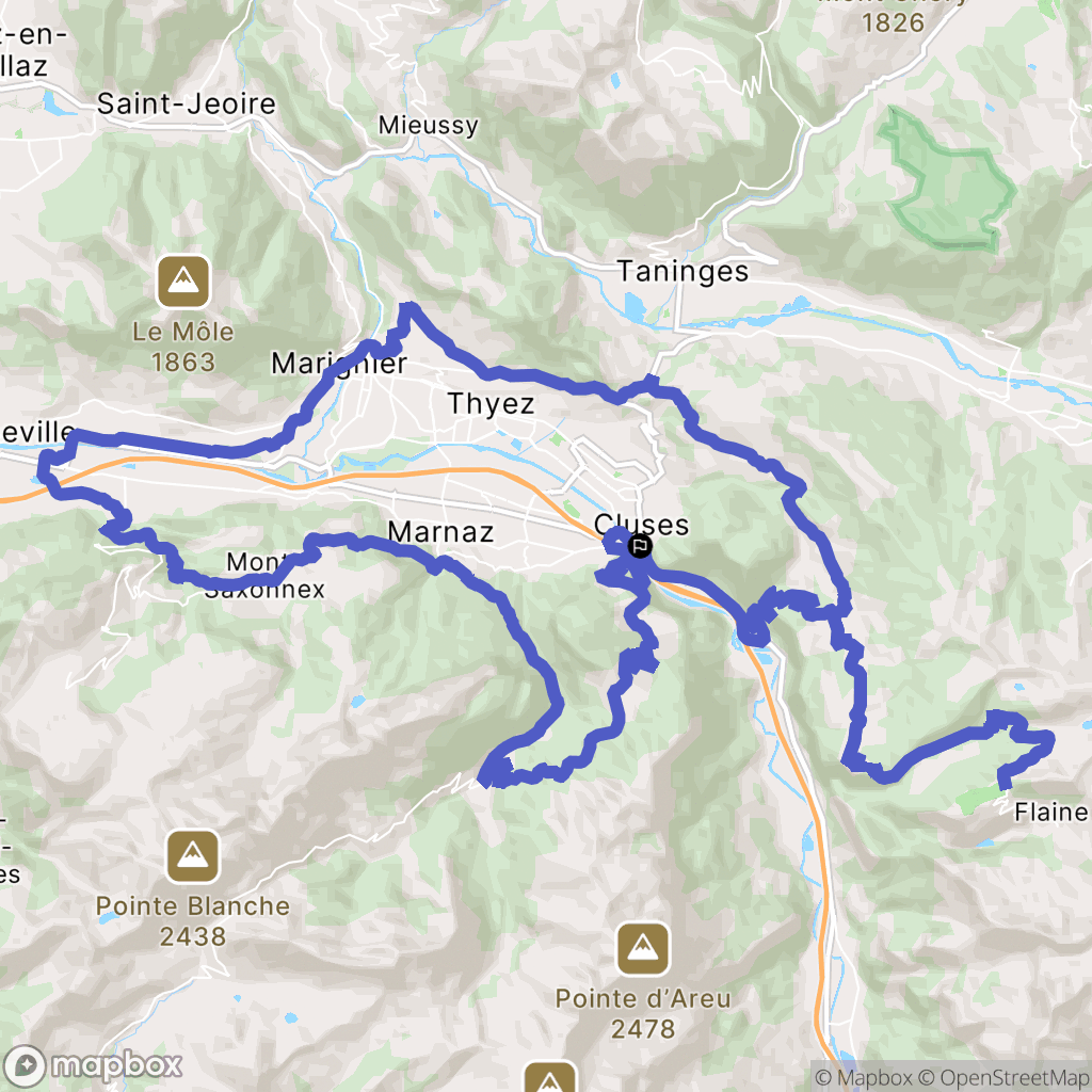 Cluses : carte du parcours de randonnée - France