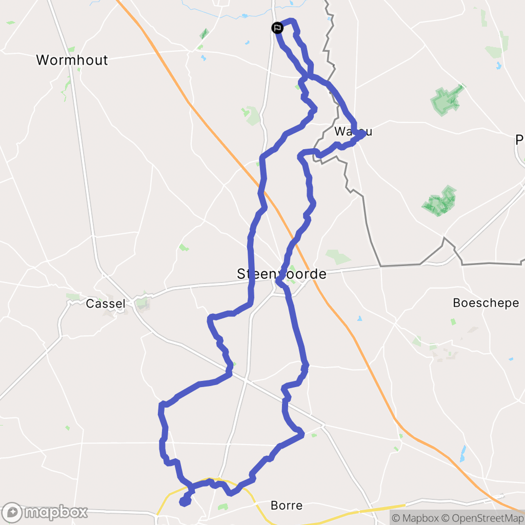 Wormhout : carte du parcours de randonnée - France