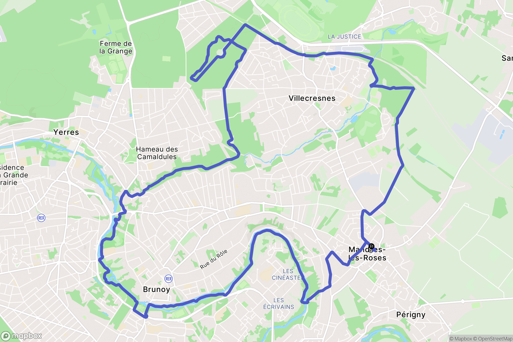 Mandres-les-Roses : carte du parcours de randonnée - France