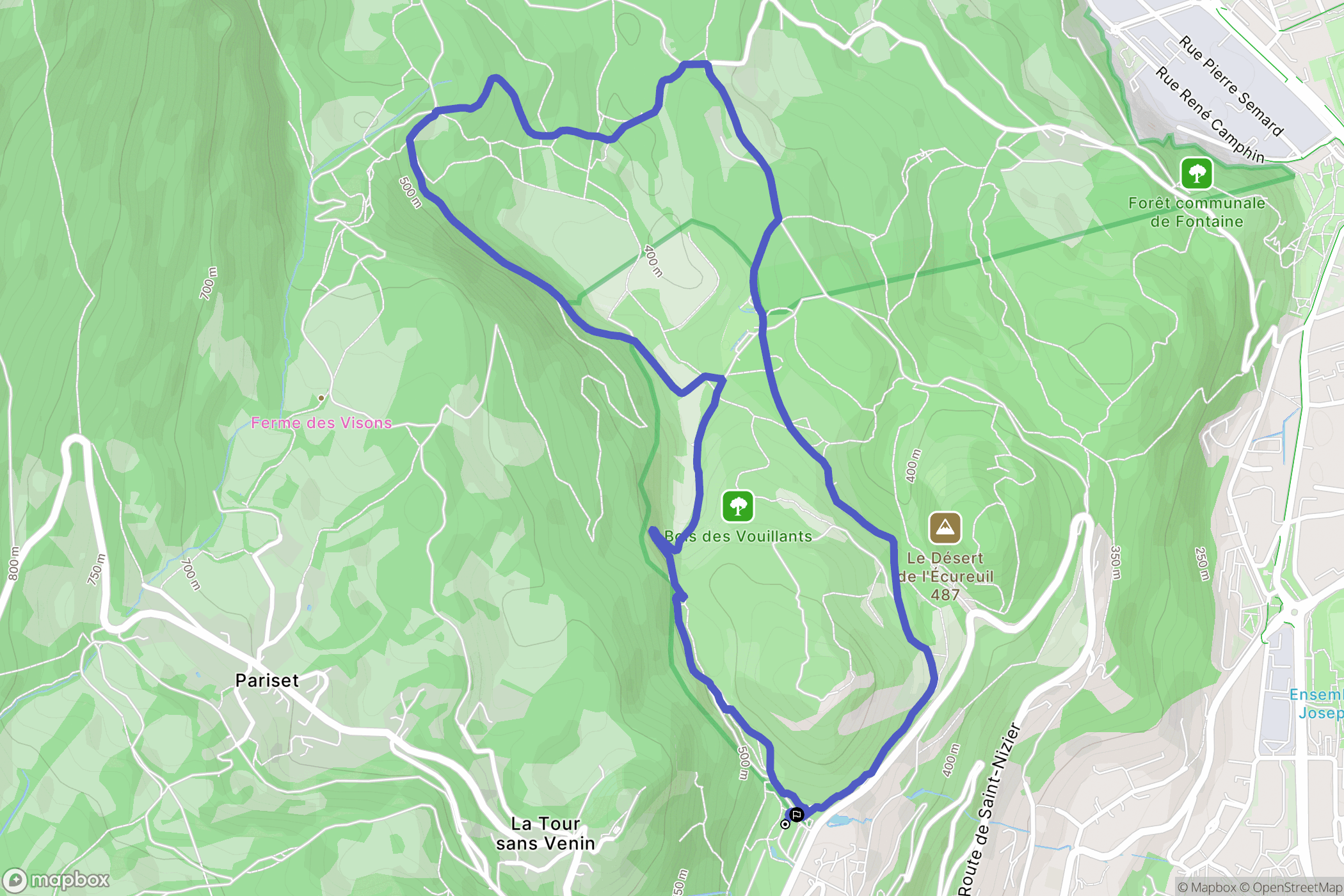 Seyssinet-Pariset : carte du parcours de randonnée - France