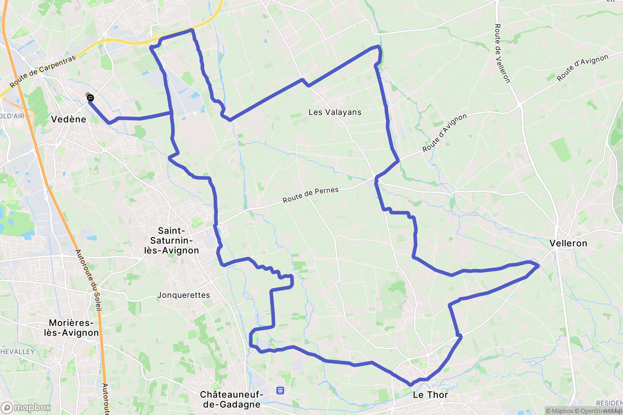 Vedène : carte du parcours de randonnée - France
