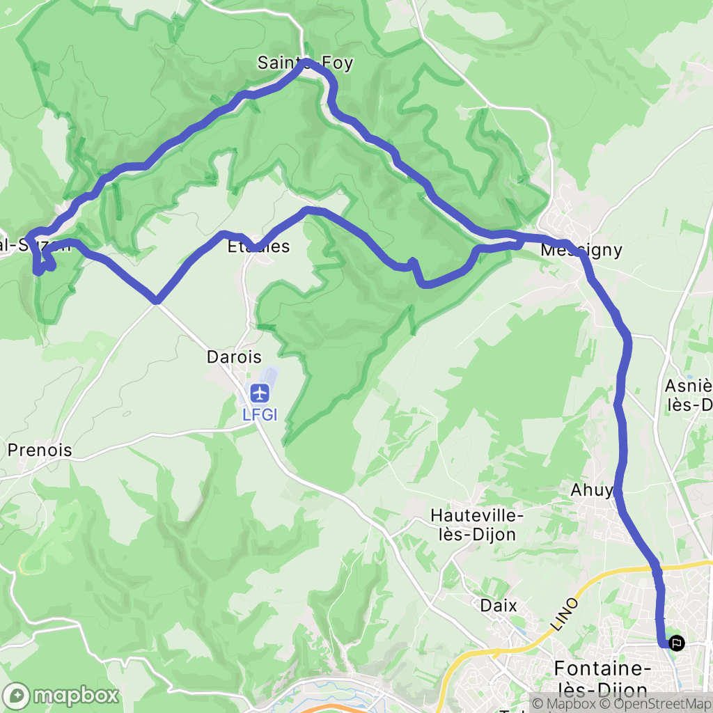 Dijon : carte du parcours de randonnée - France
