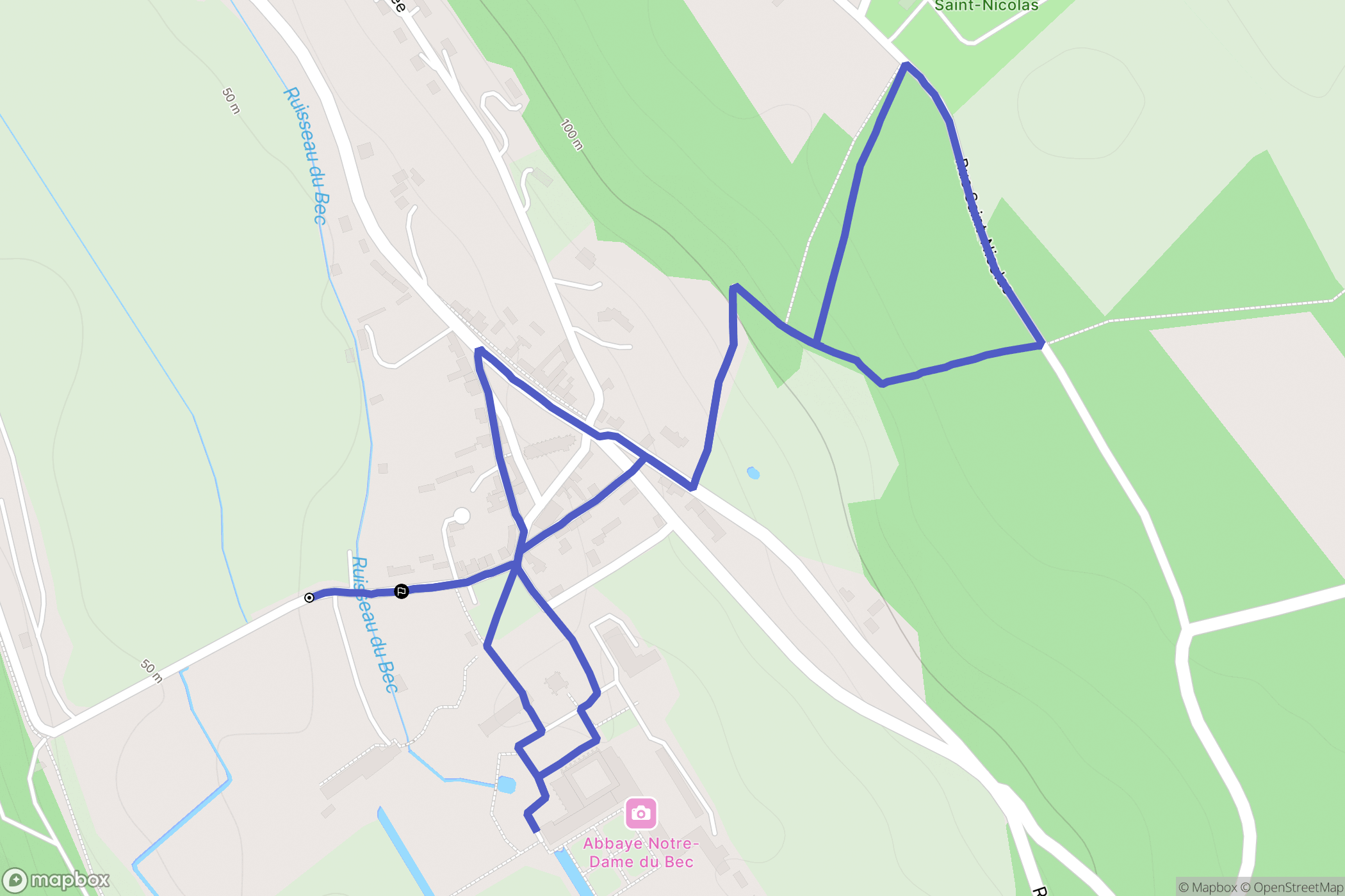 Le Bec-Hellouin : carte du parcours de randonnée - France