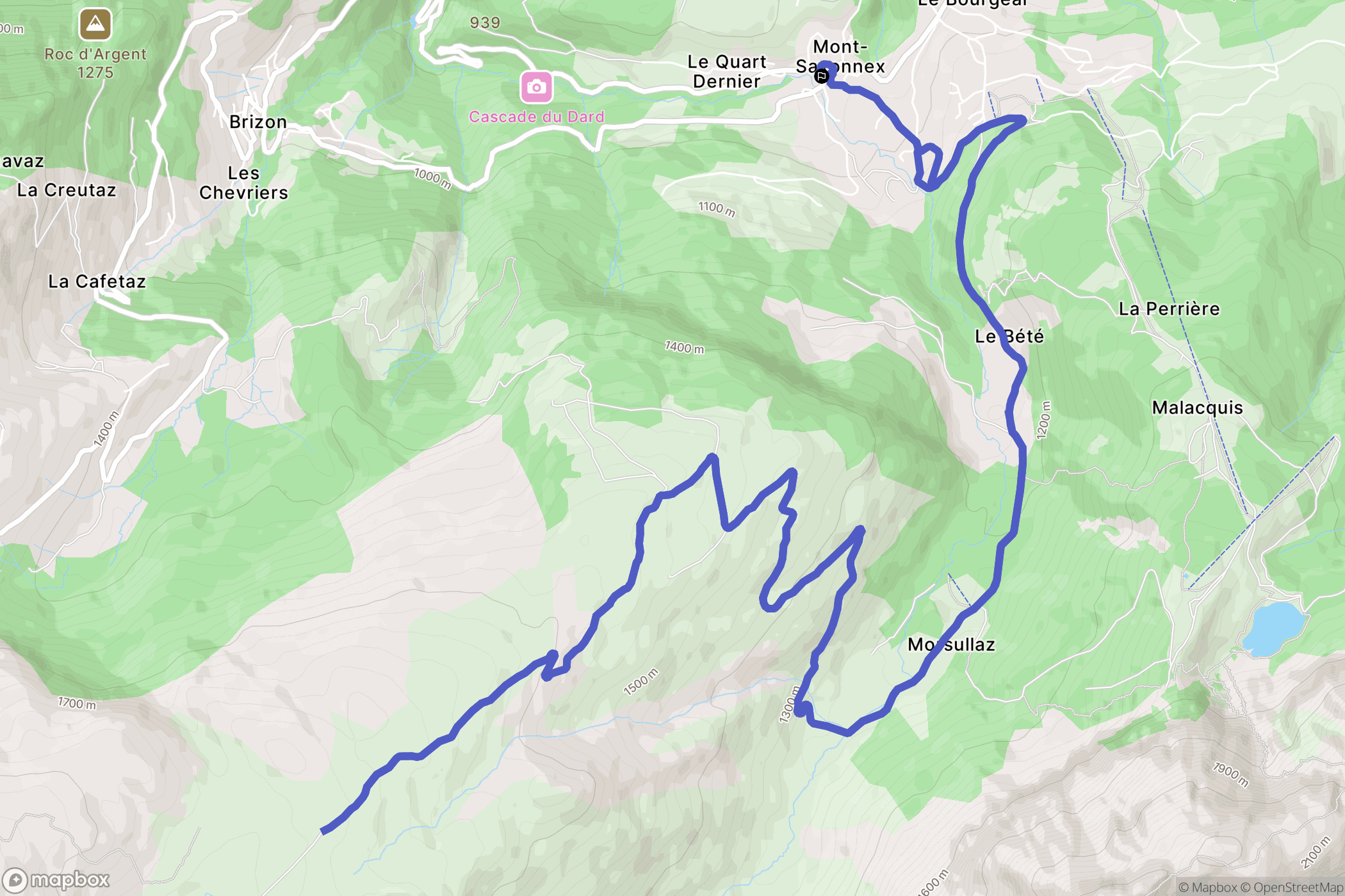 Mont-Saxonnex : carte du parcours de randonnée - France