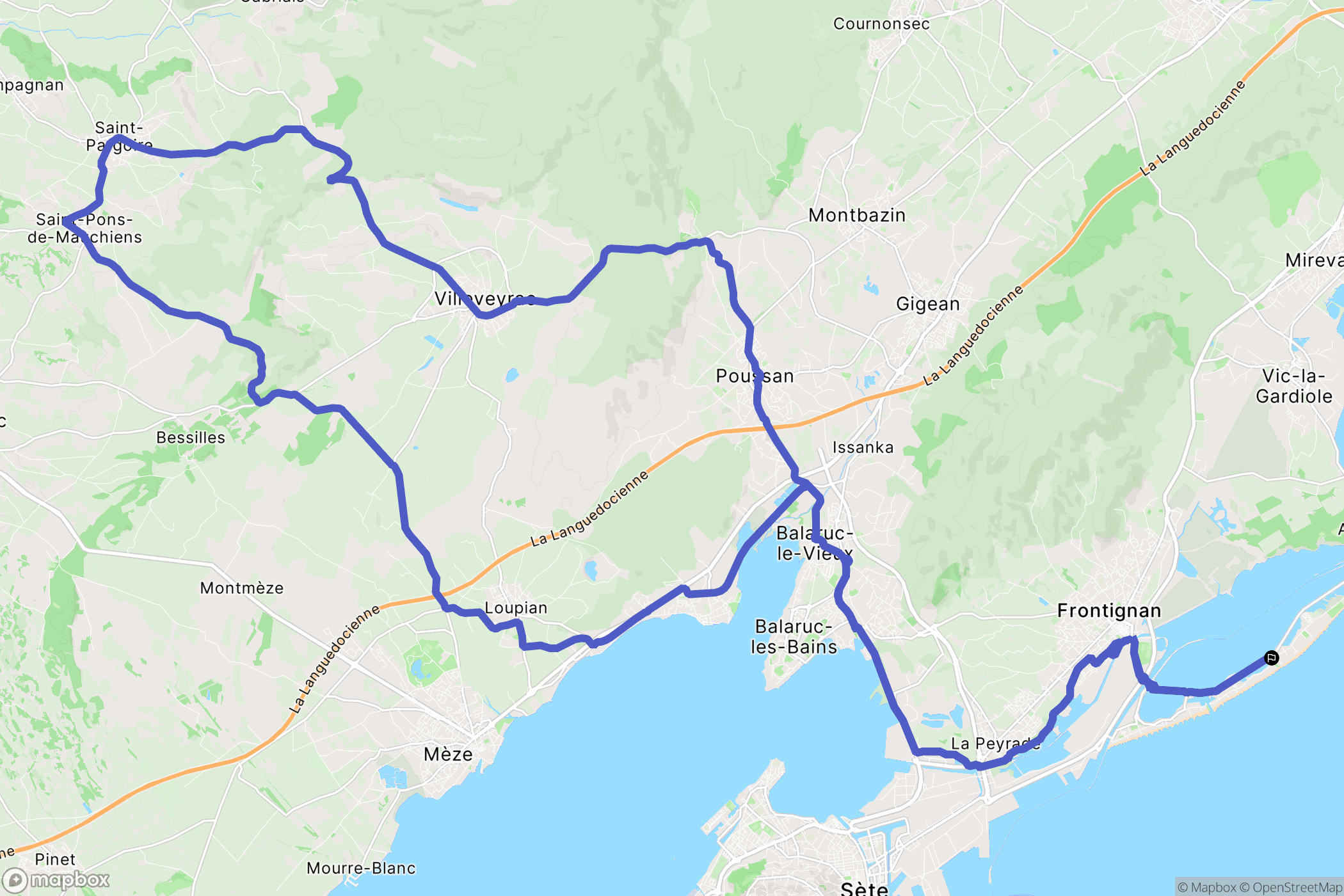 Frontignan : carte du parcours de randonnée - France