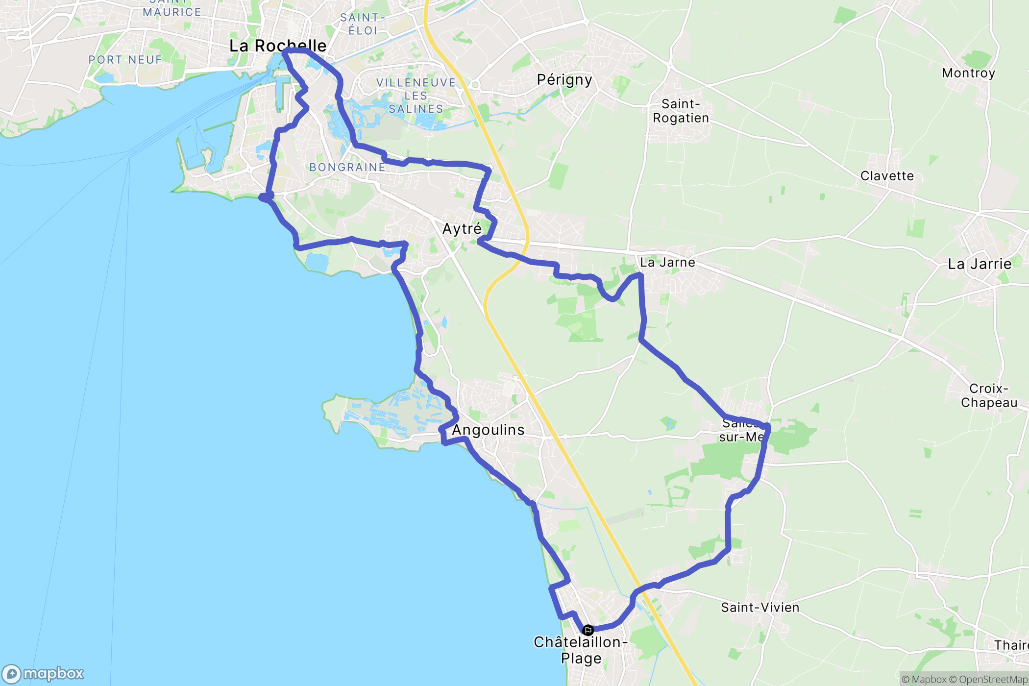 Châtelaillon-Plage : carte du parcours de randonnée - France