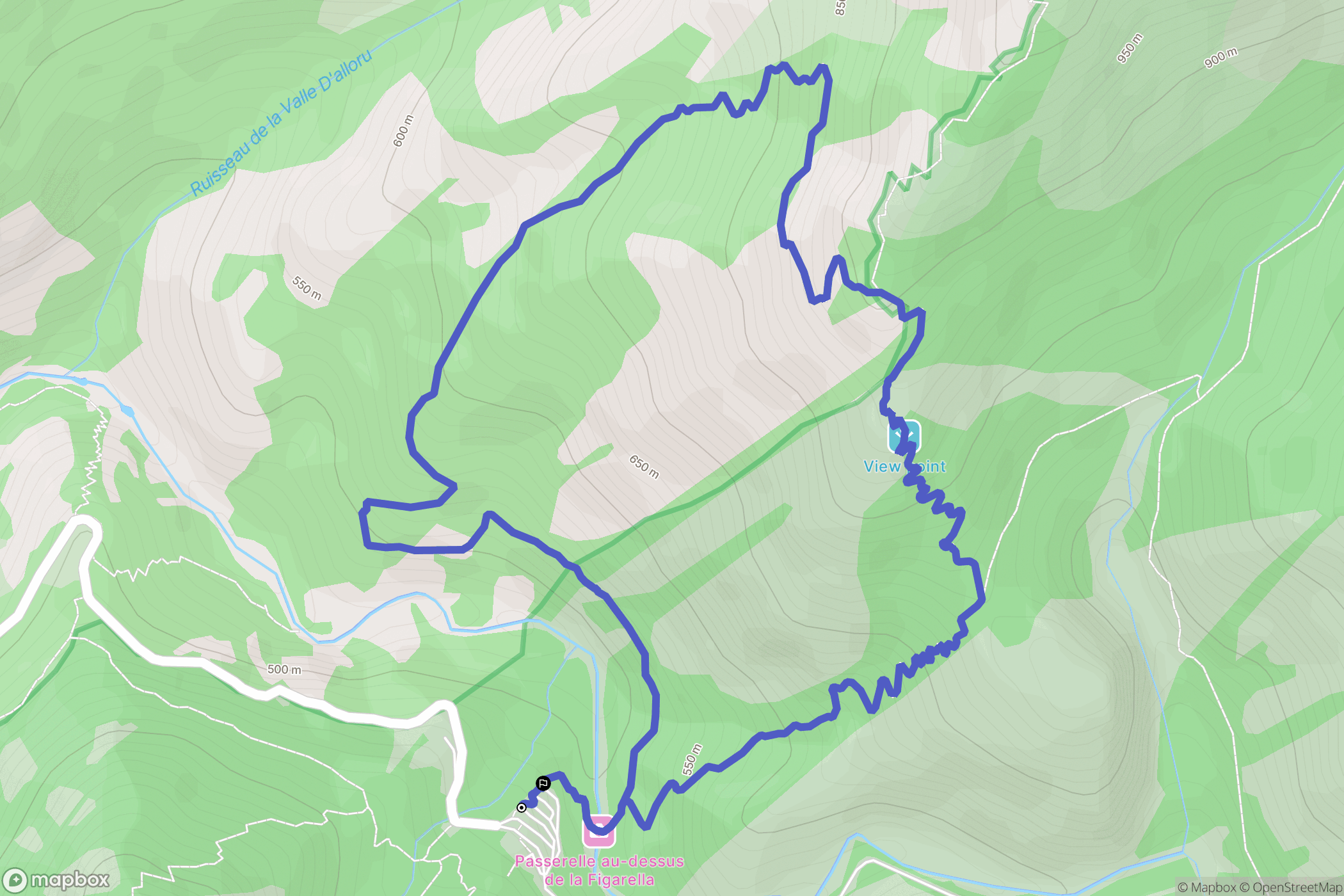 Calenzana : carte du parcours de randonnée - France