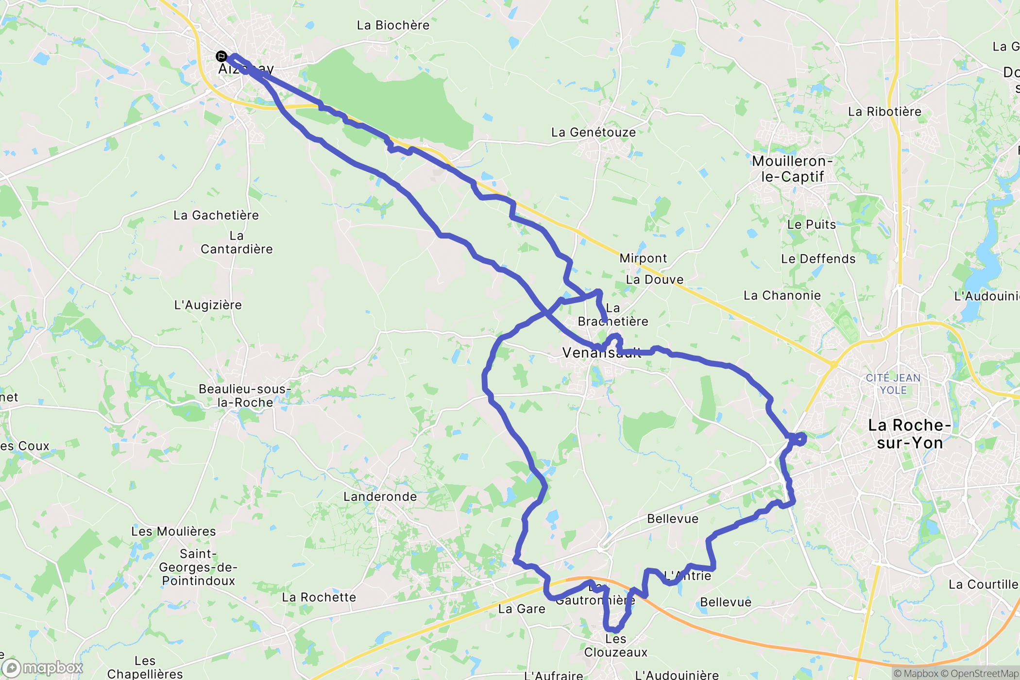 Aizenay : carte du parcours de randonnée - France