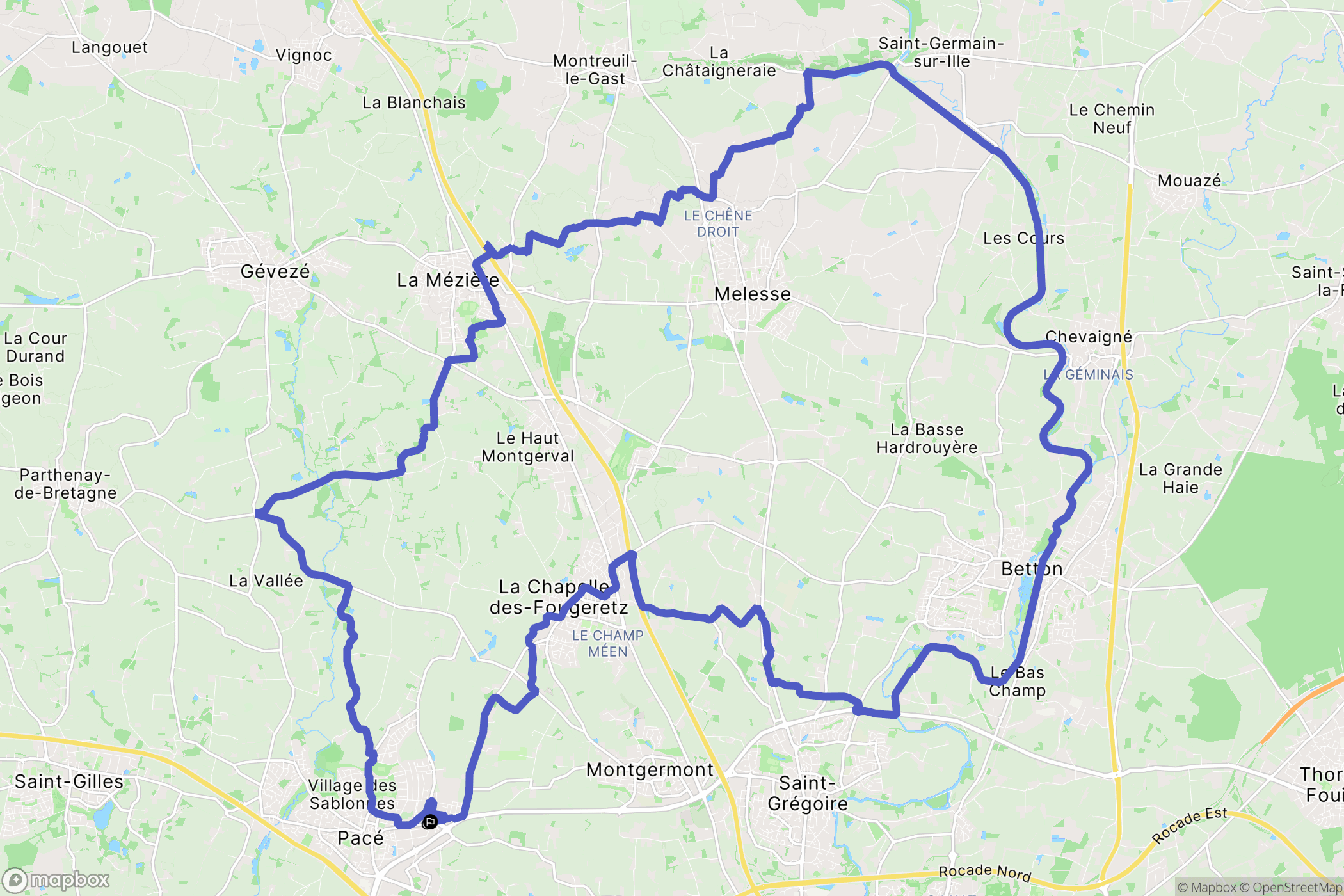 Pacé : carte du parcours de randonnée - France