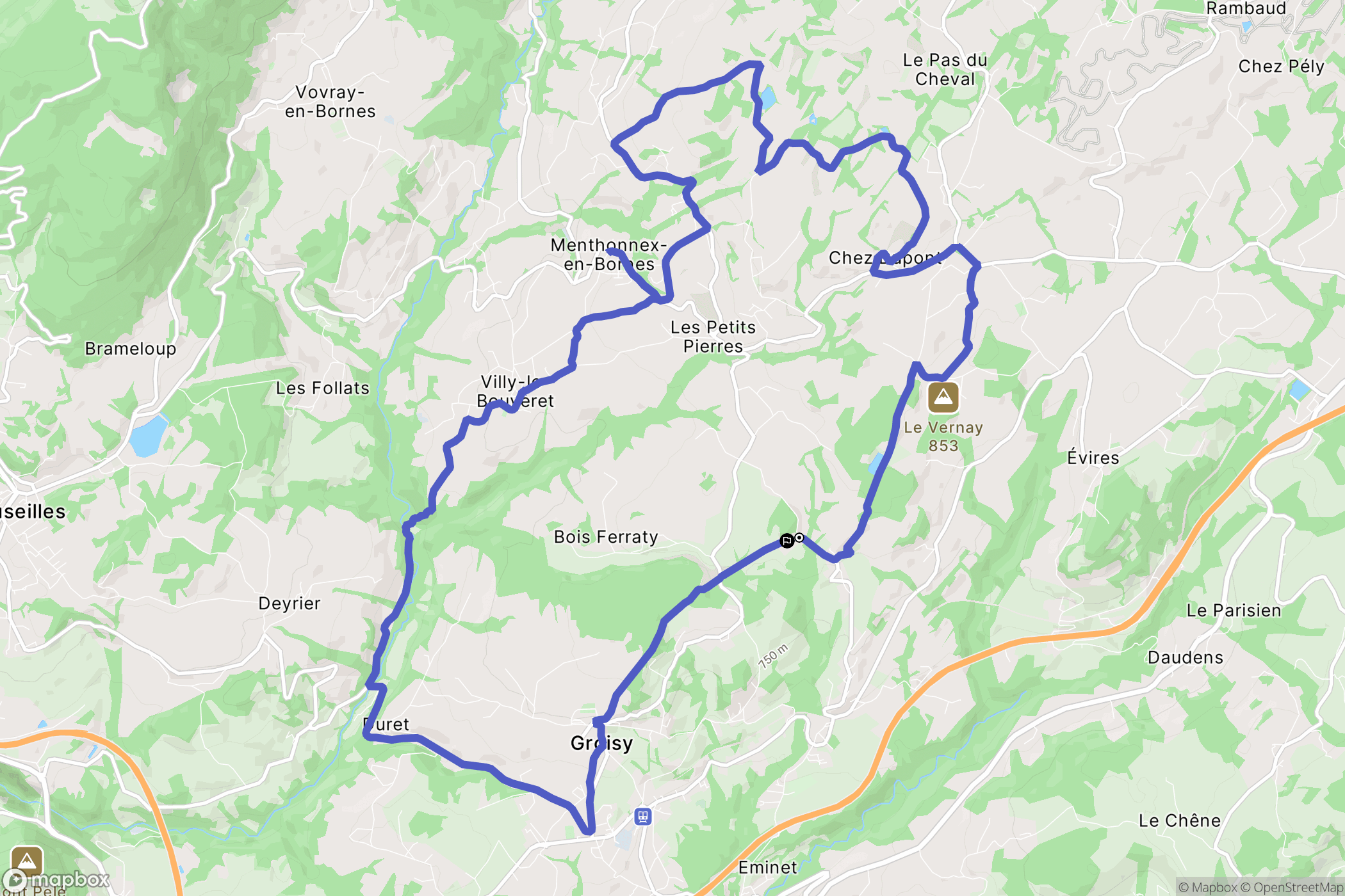 Groisy : carte du parcours de randonnée - France
