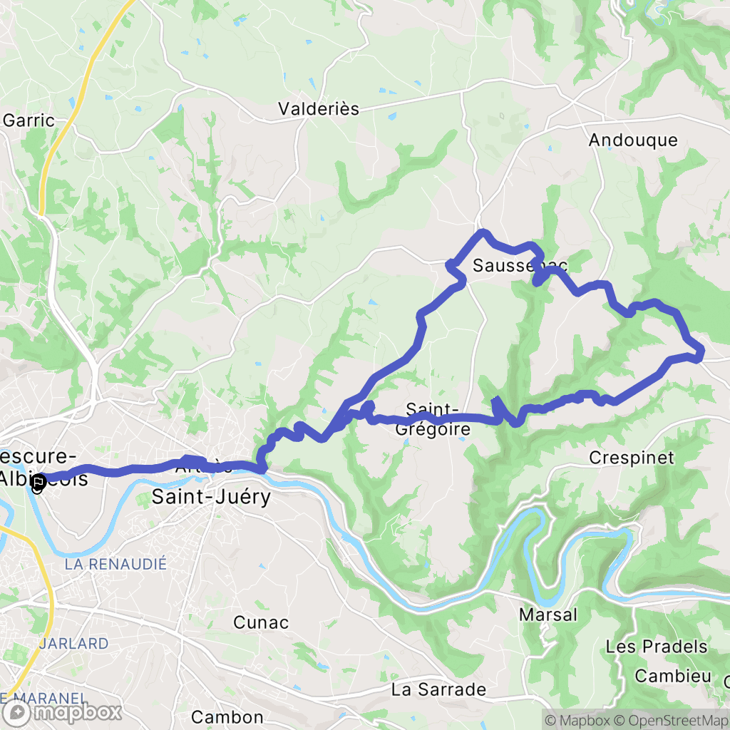 Lescure-d'Albigeois : carte du parcours de randonnée - France