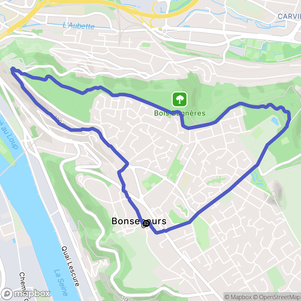Bonsecours : carte du parcours de randonnée - France