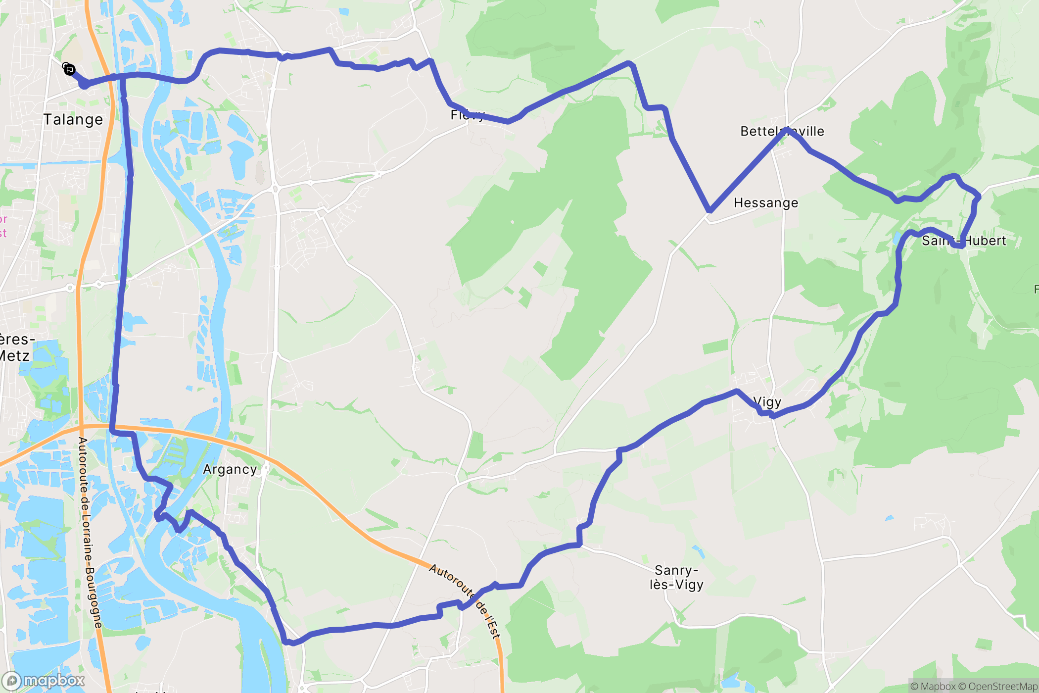 Talange : carte du parcours de randonnée - France