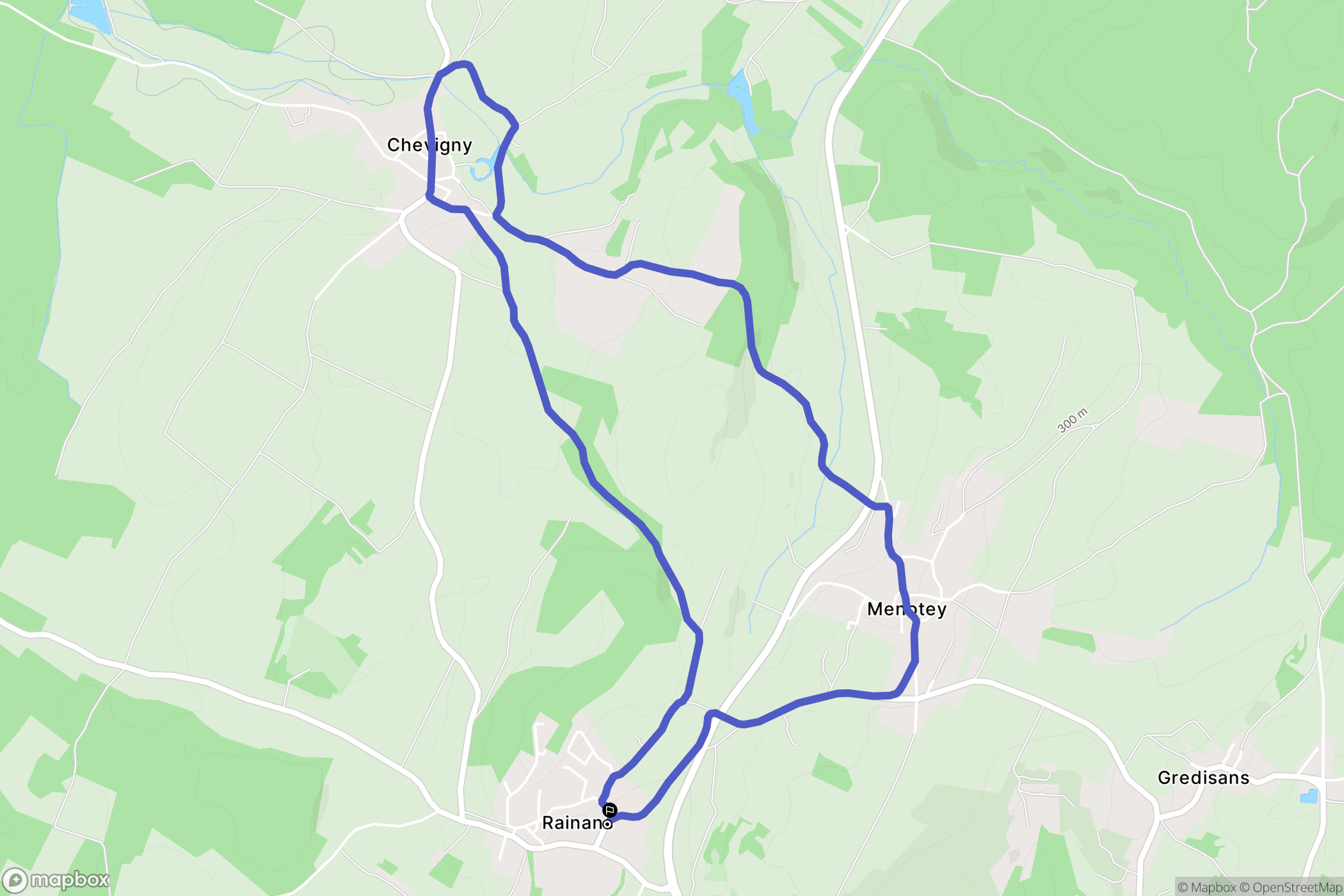Rainans : carte du parcours de randonnée - France