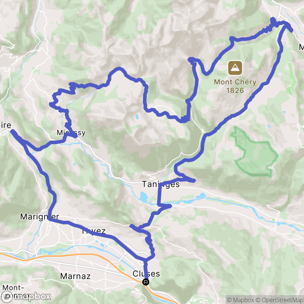 Cluses : carte du parcours de randonnée - France