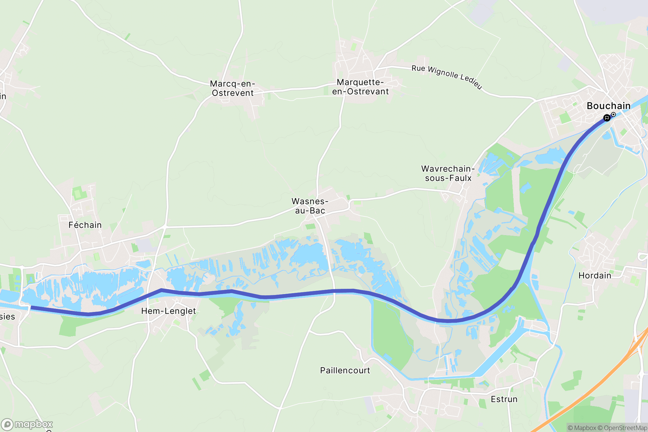 Bouchain : carte du parcours de randonnée - France