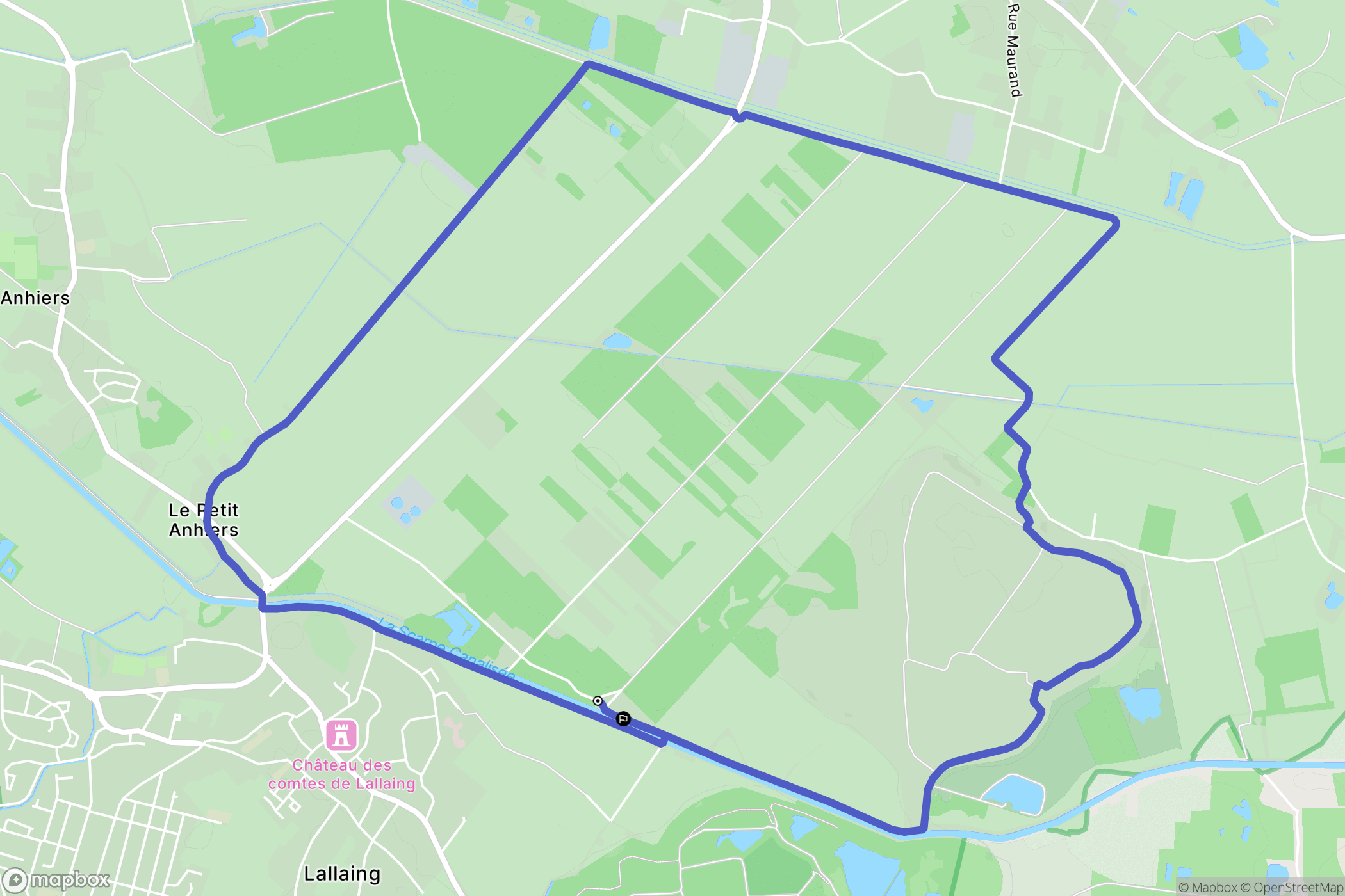 Flines-lez-Raches : carte du parcours de randonnée - France