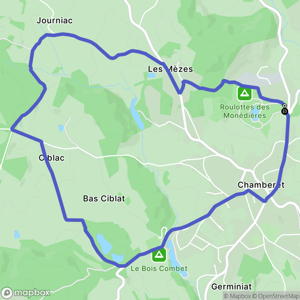 Chamberet : carte du parcours de randonnée - France