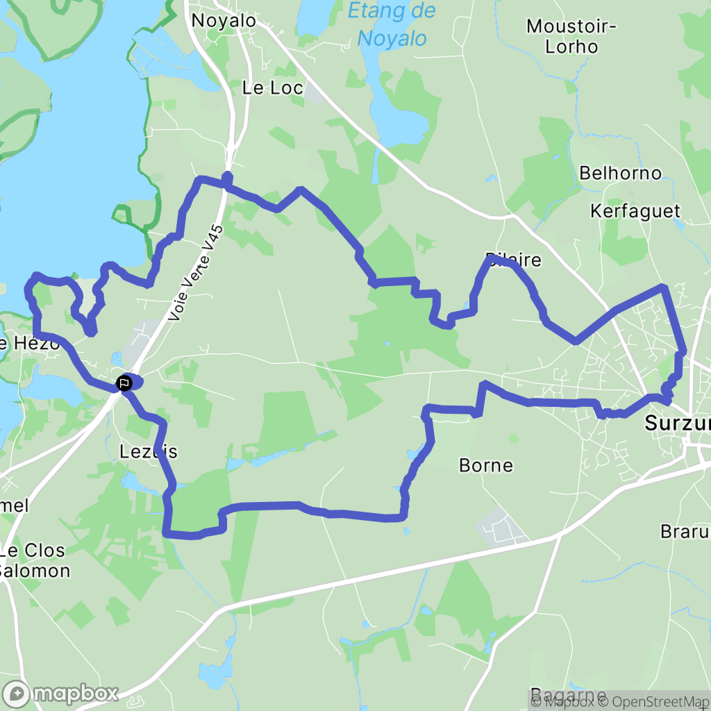 Le Hézo : carte du parcours de randonnée - France