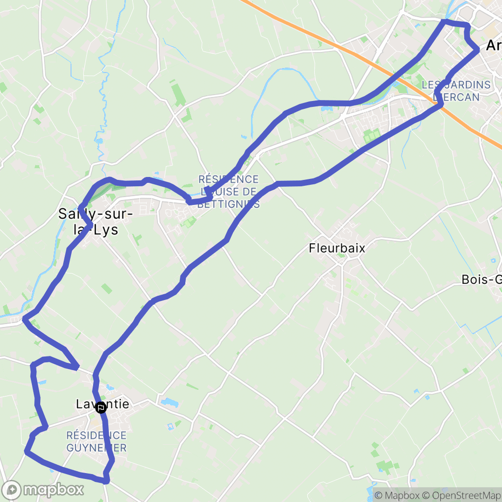 Laventie : carte du parcours de randonnée - France