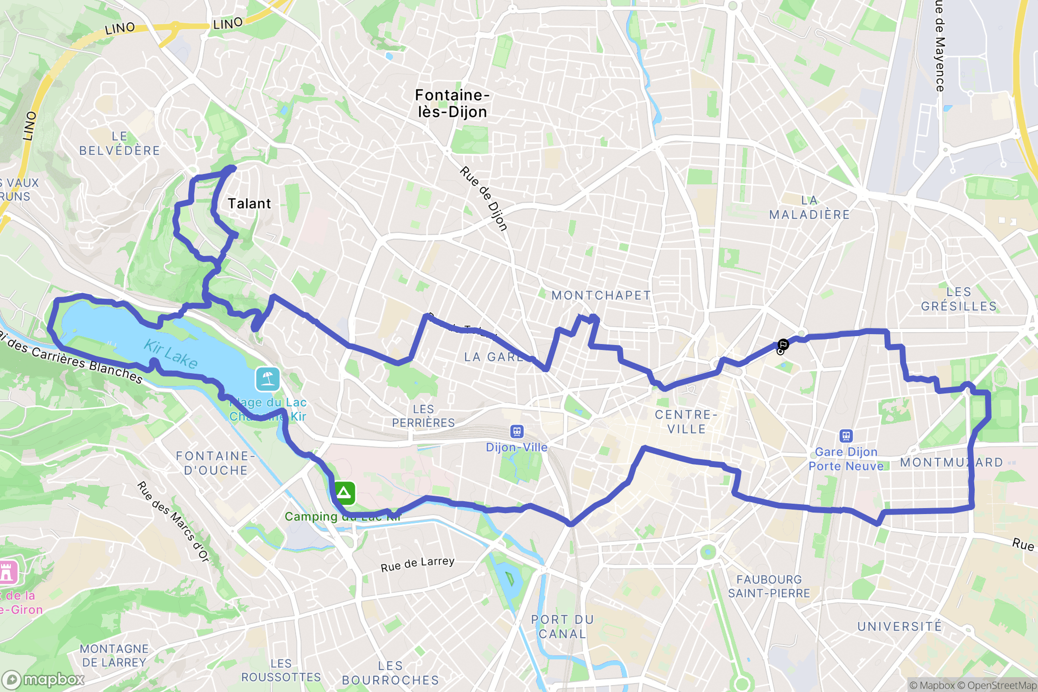Dijon : carte du parcours de randonnée - France