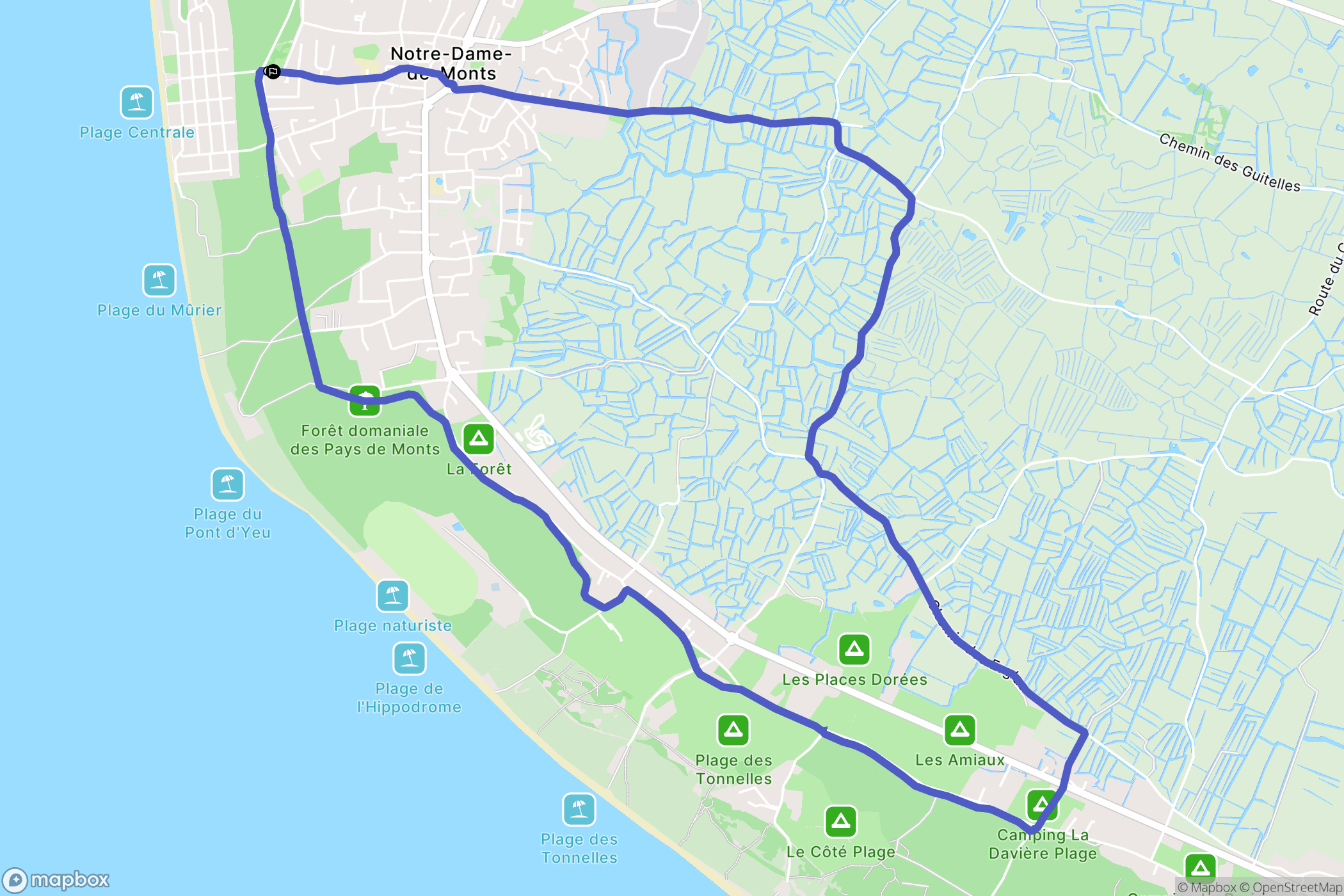 Notre-Dame-de-Monts : carte du parcours de randonnée - France
