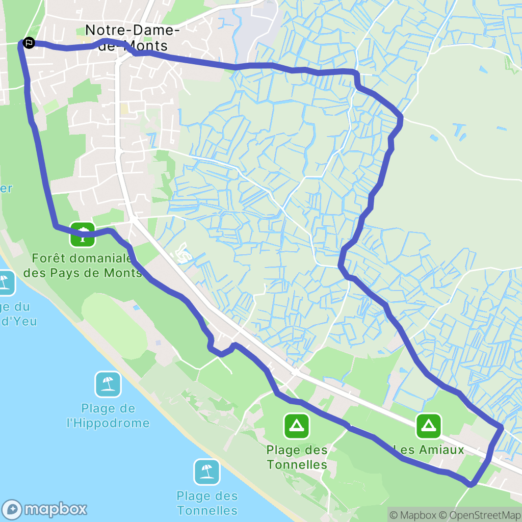Notre-Dame-de-Monts : carte du parcours de randonnée - France