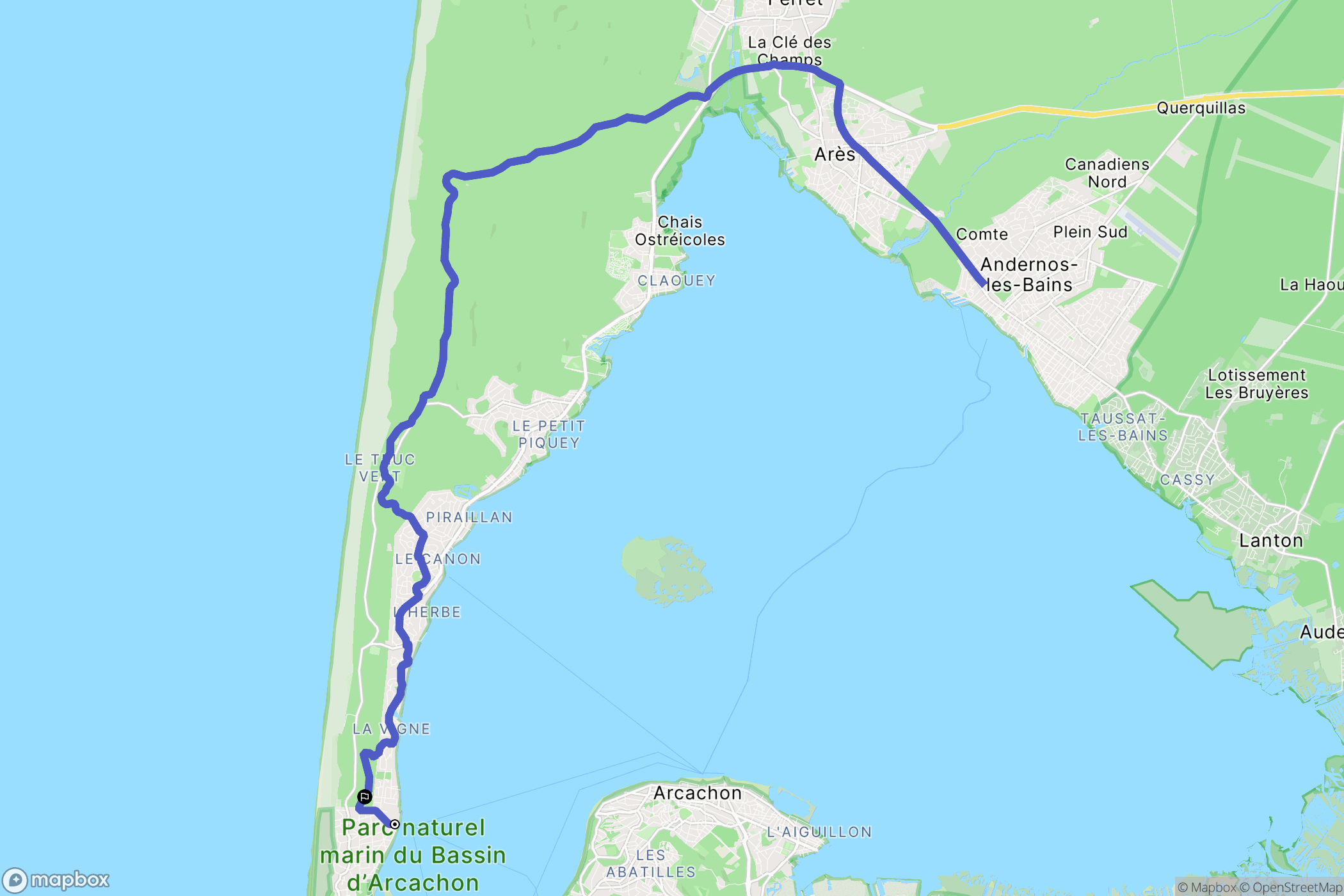 Lège-Cap-Ferret : carte du parcours de randonnée - France