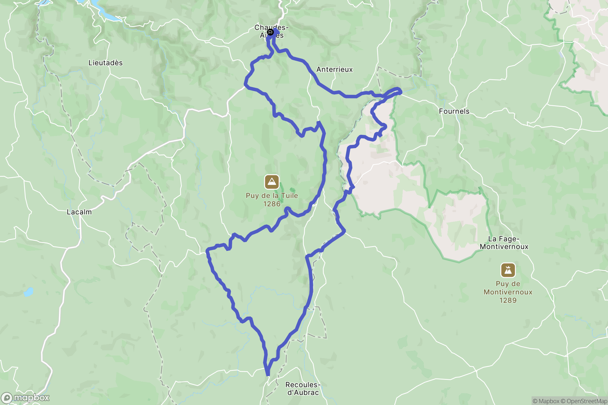 Chaudes-Aigues : carte du parcours de randonnée - France