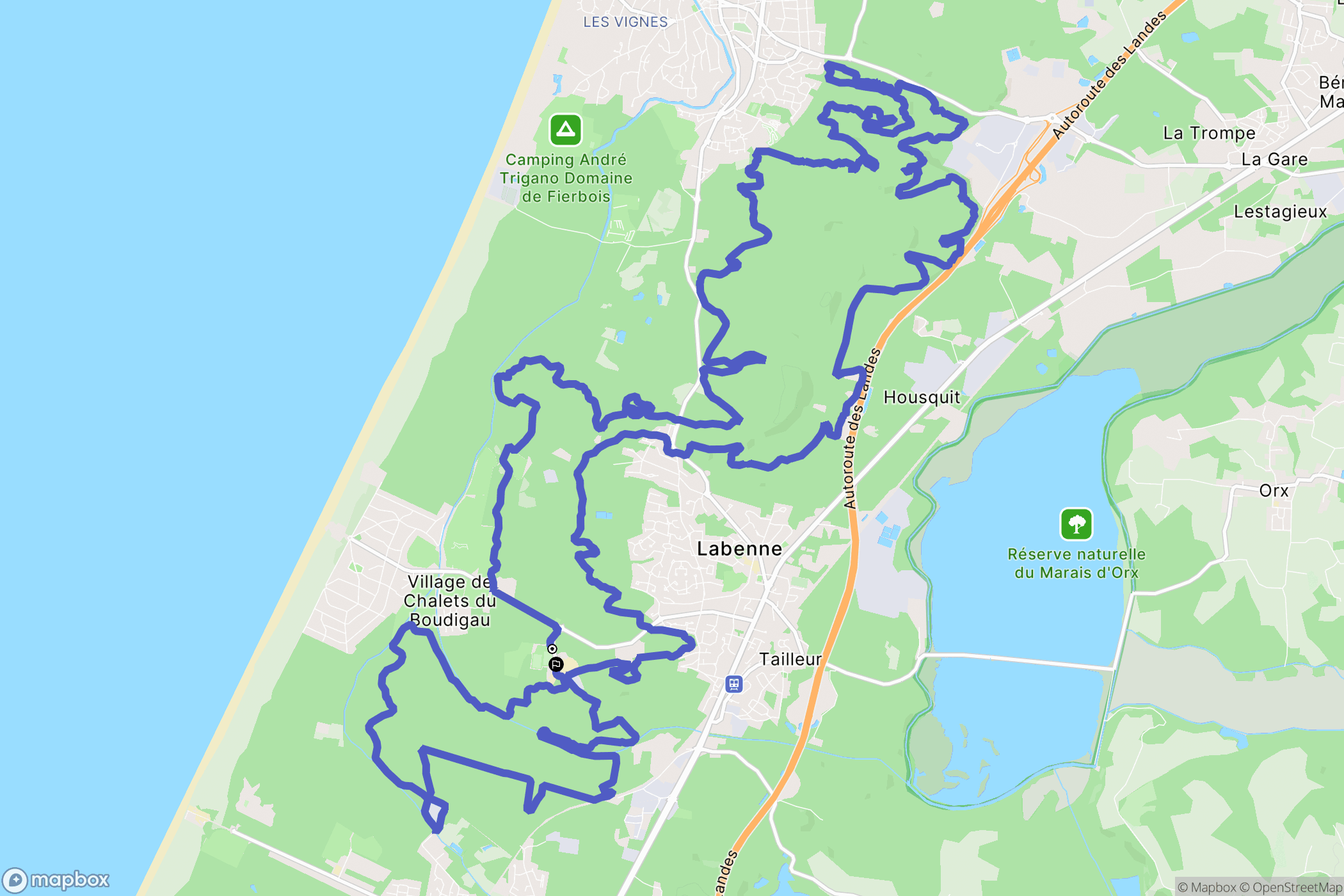 Labenne : carte du parcours de randonnée - France