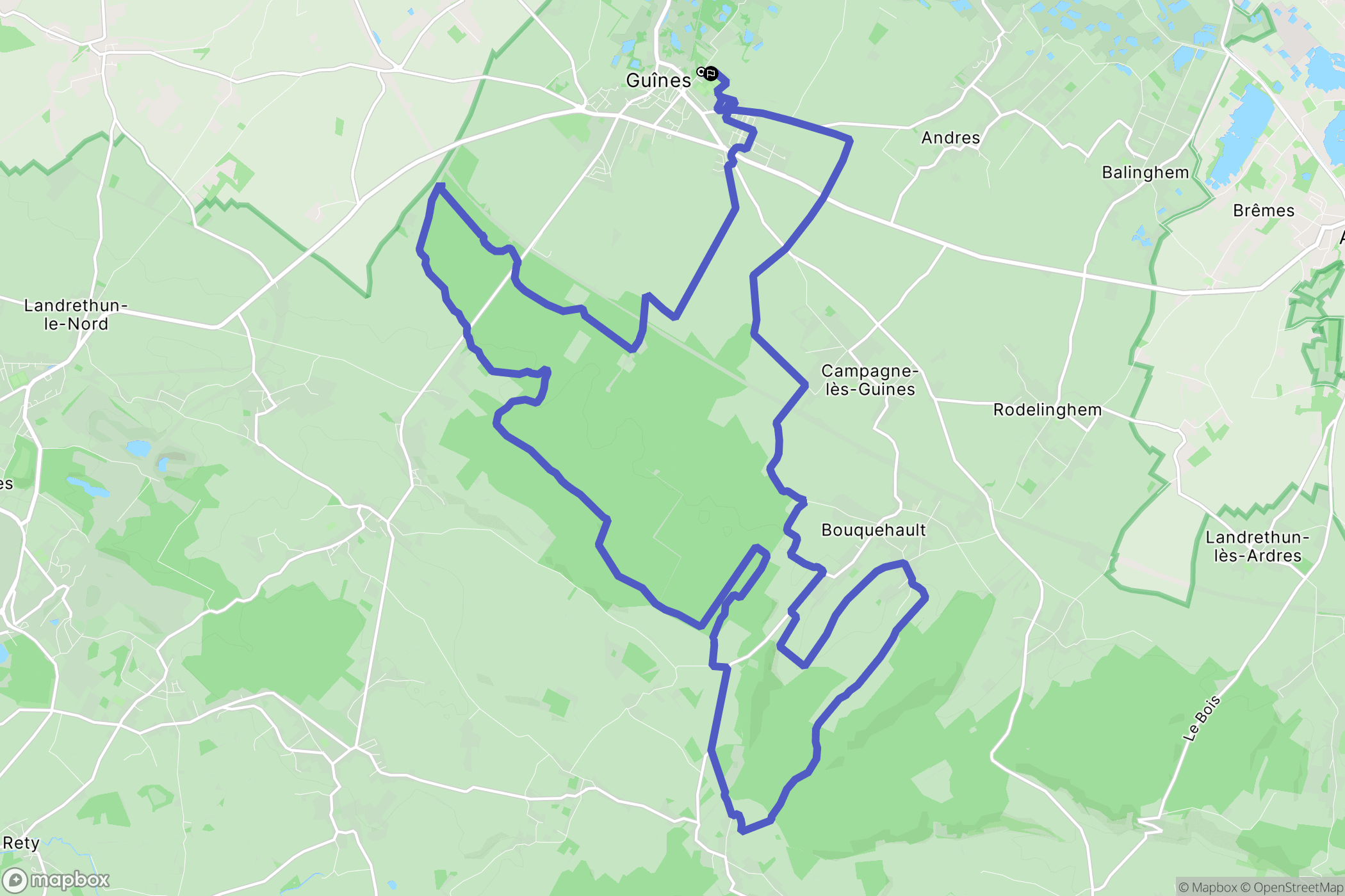 Guines : carte du parcours de randonnée - France