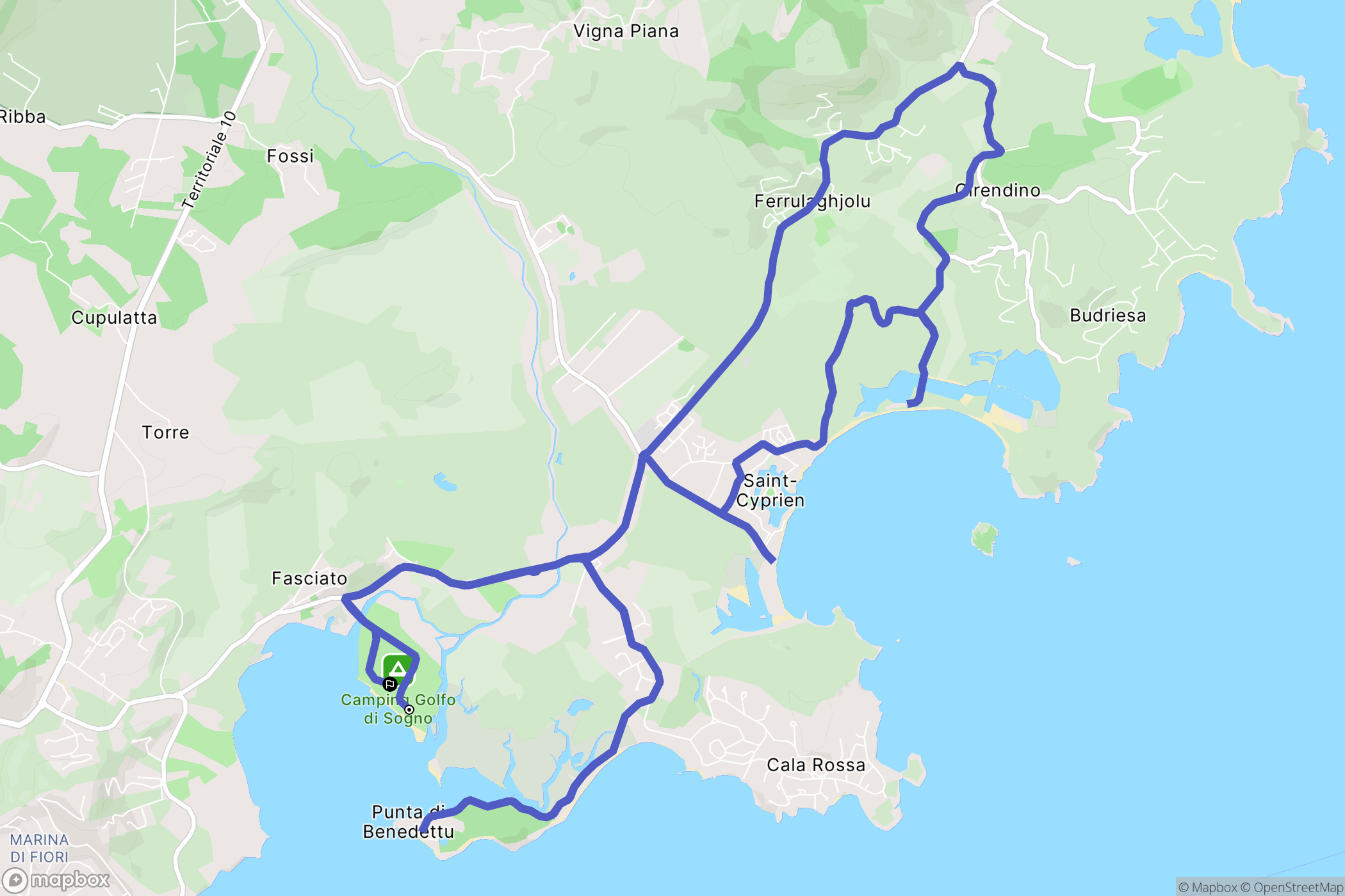 Lecci : carte du parcours de randonnée - France