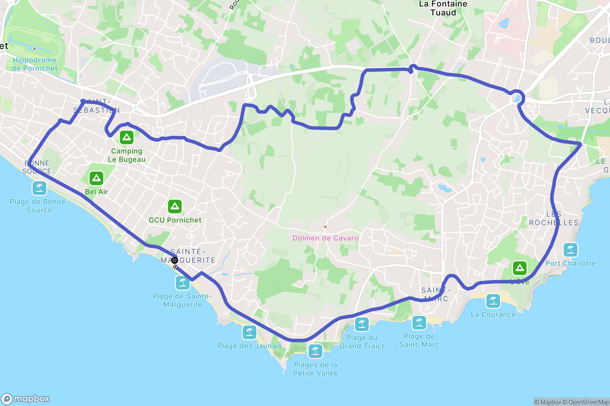 Pornichet : carte du parcours de randonnée - France