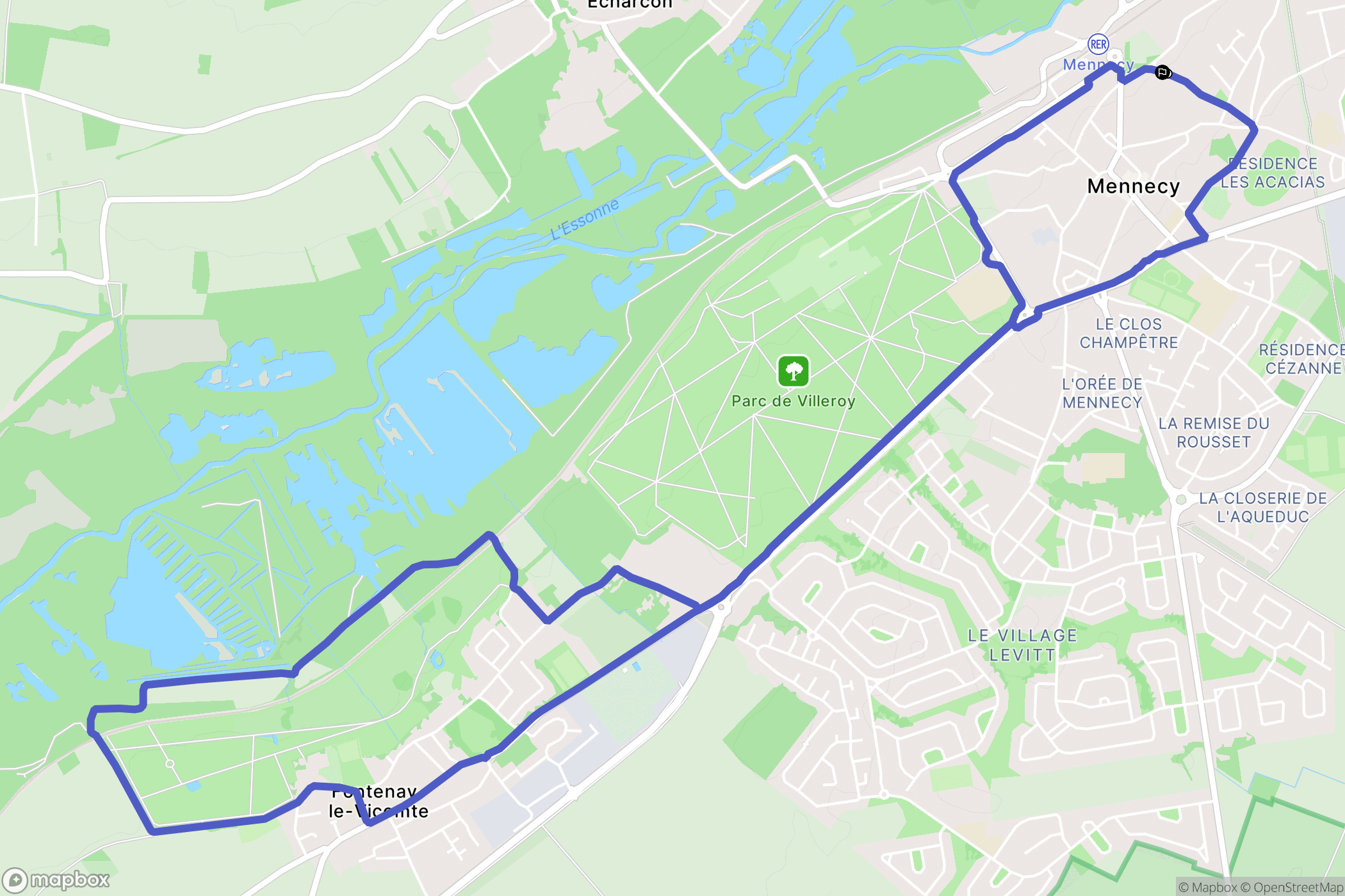 Mennecy : carte du parcours de randonnée - France