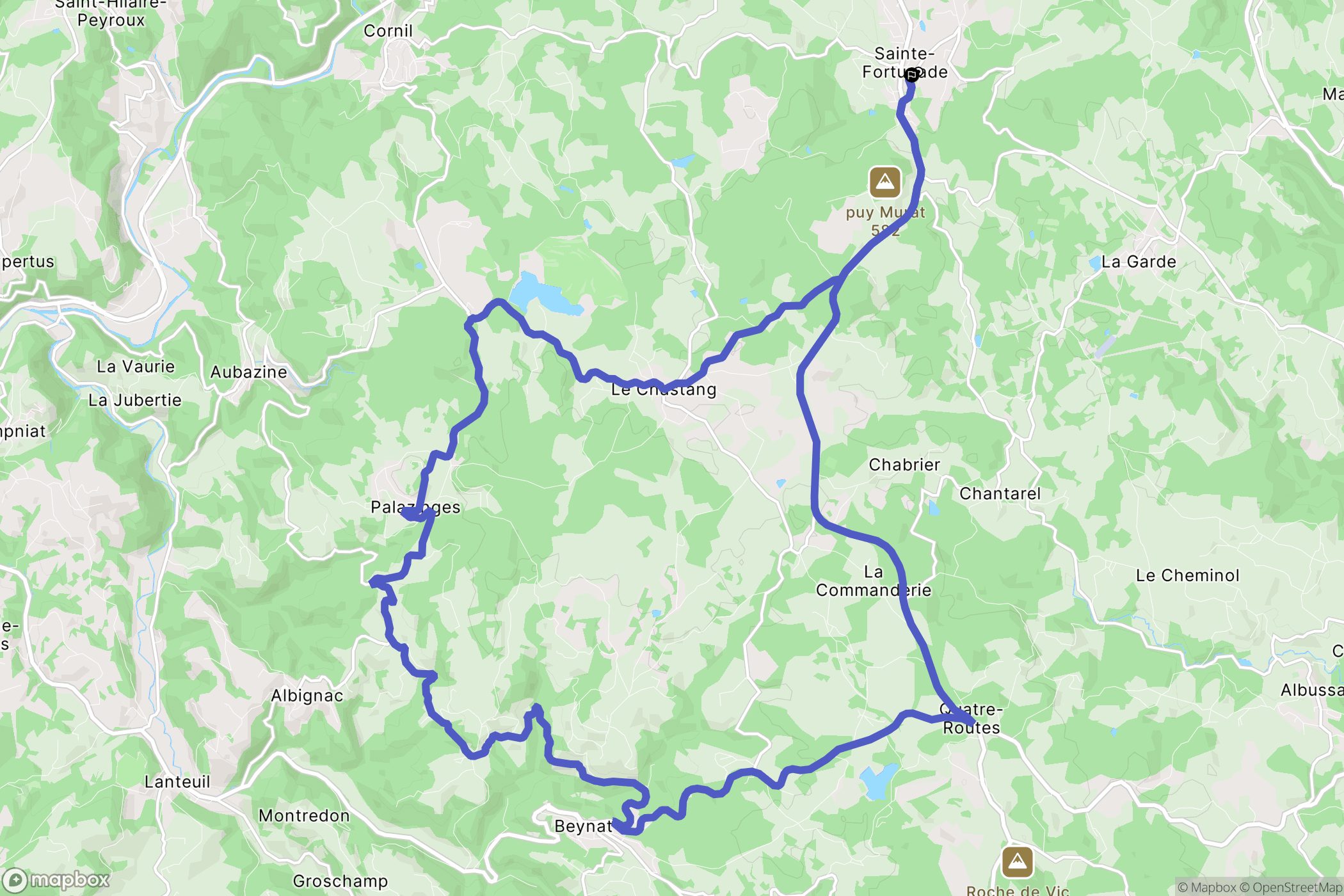 Sainte-Fortunade : carte du parcours de randonnée - France