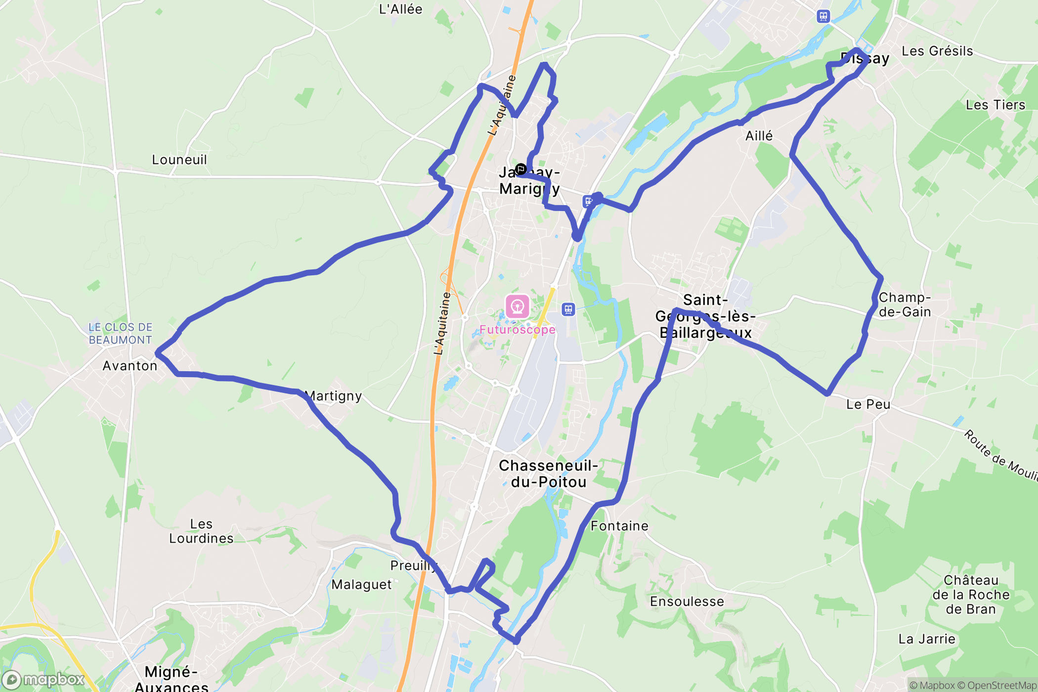 Jaunay-Marigny : carte du parcours de randonnée - France