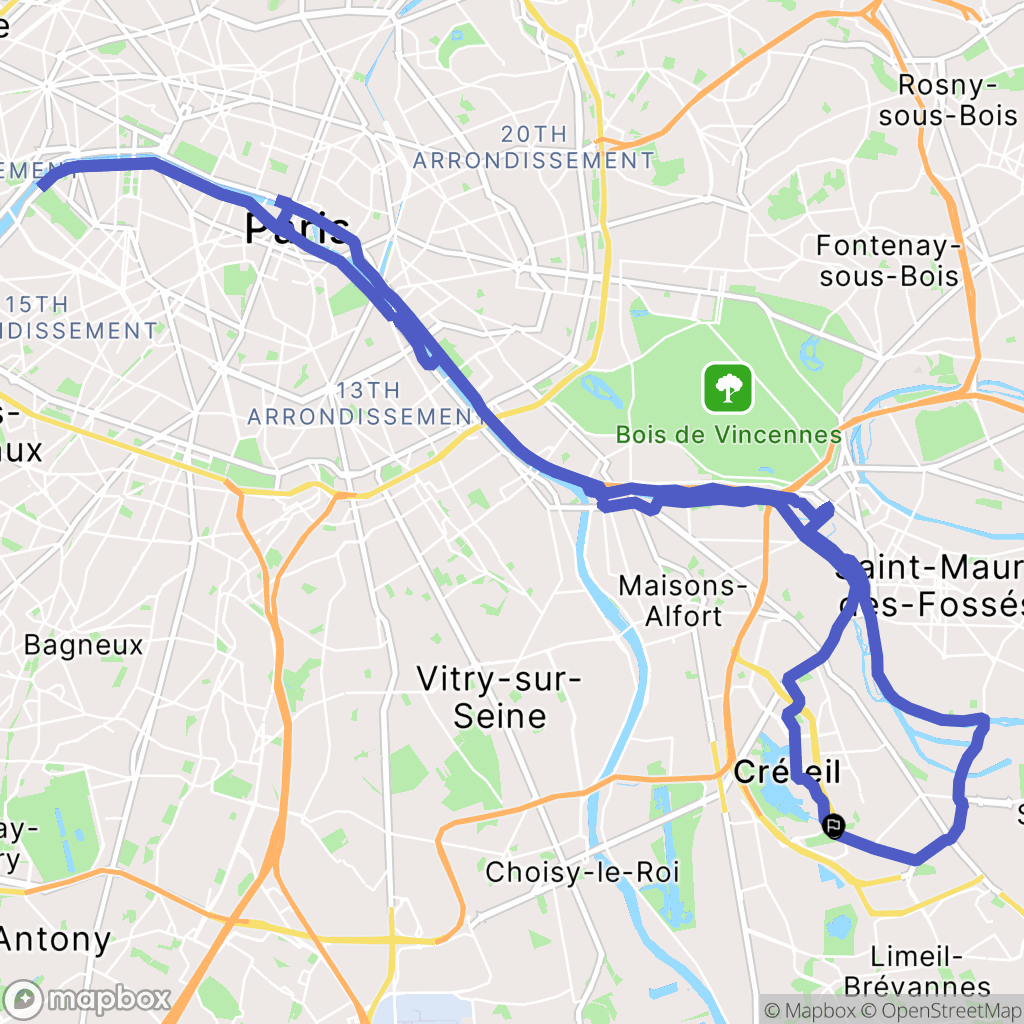 Créteil : carte du parcours de randonnée - France