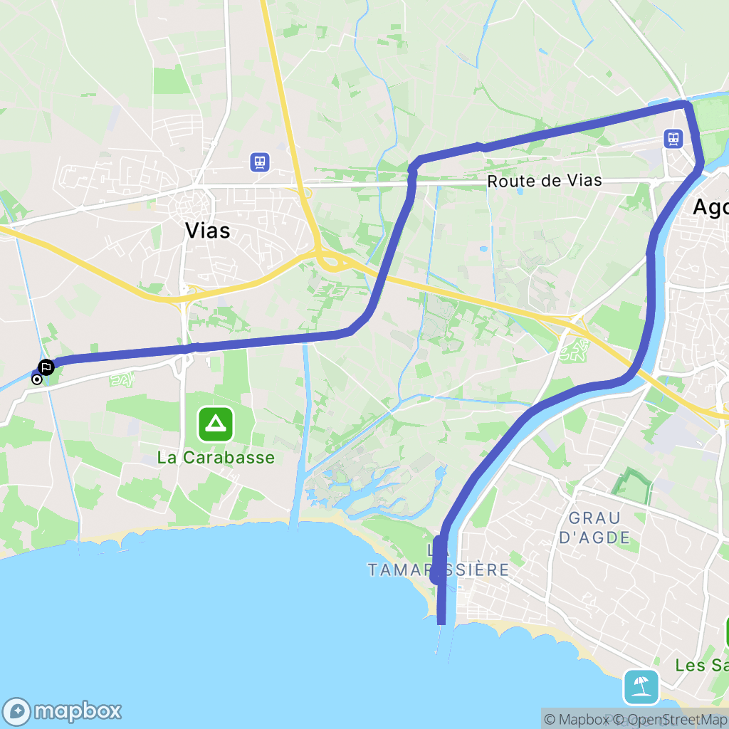 Vias : carte du parcours de randonnée - France