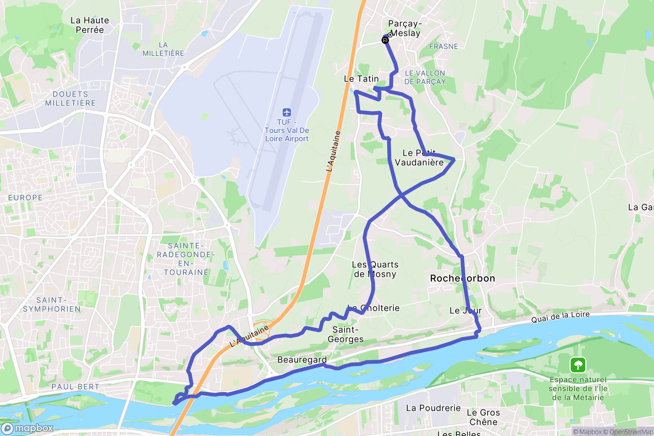 Parçay-Meslay : carte du parcours de randonnée - France
