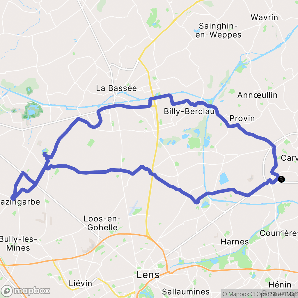 Carvin : carte du parcours de randonnée - France