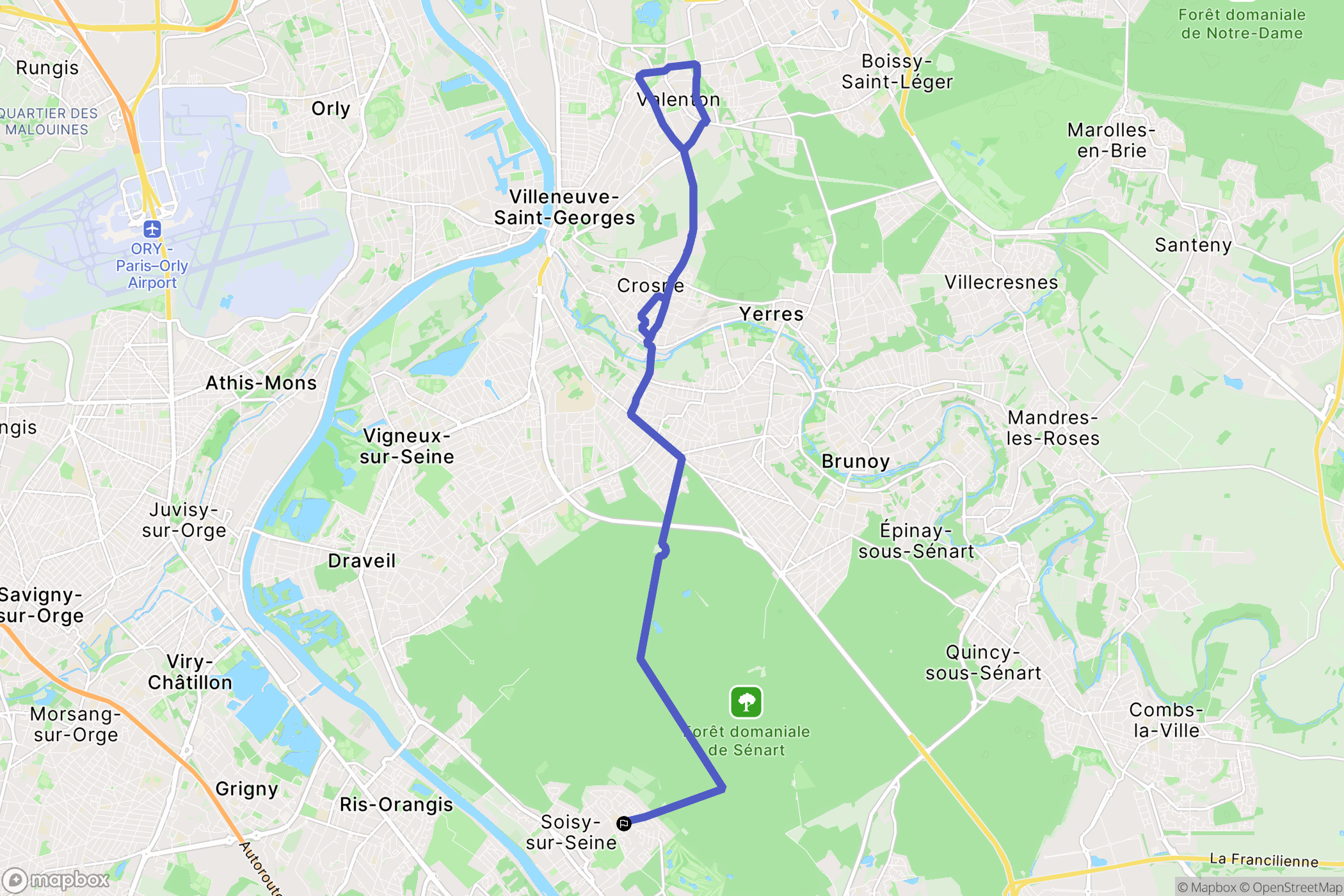Soisy-sur-Seine : carte du parcours de randonnée - France