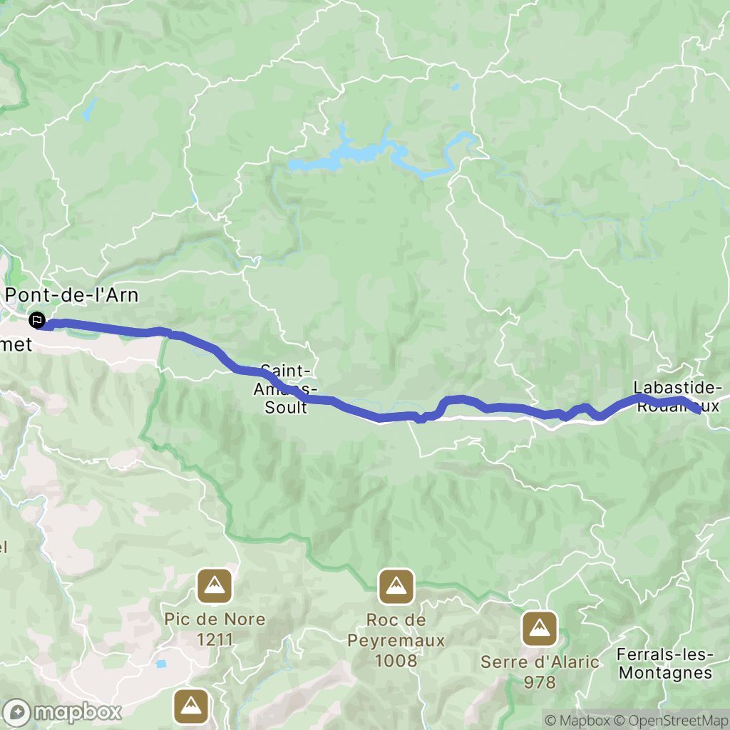 Mazamet : carte du parcours de randonnée - France