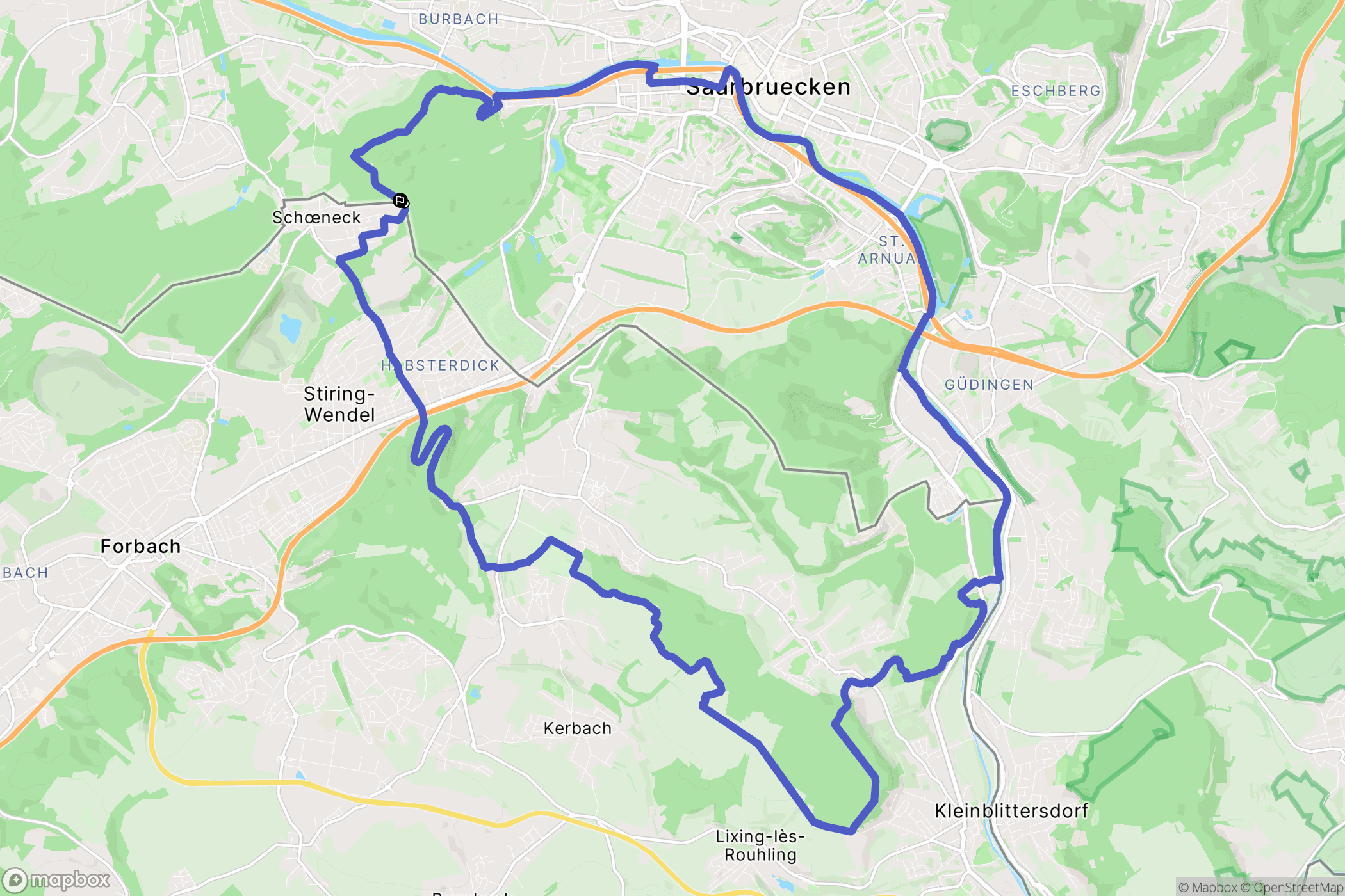 Schœneck : carte du parcours de randonnée - France