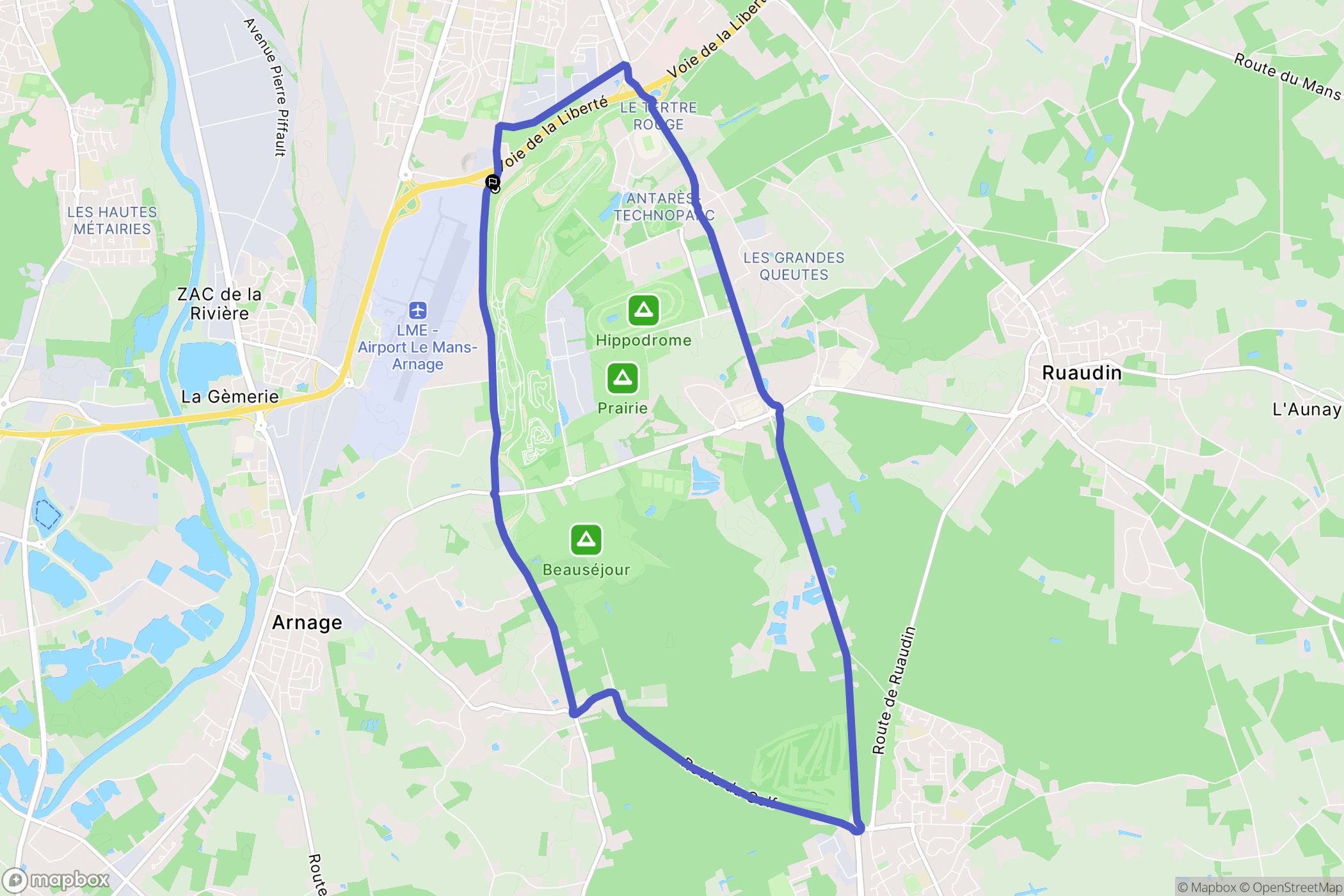 Le Mans : carte du parcours de randonnée - France